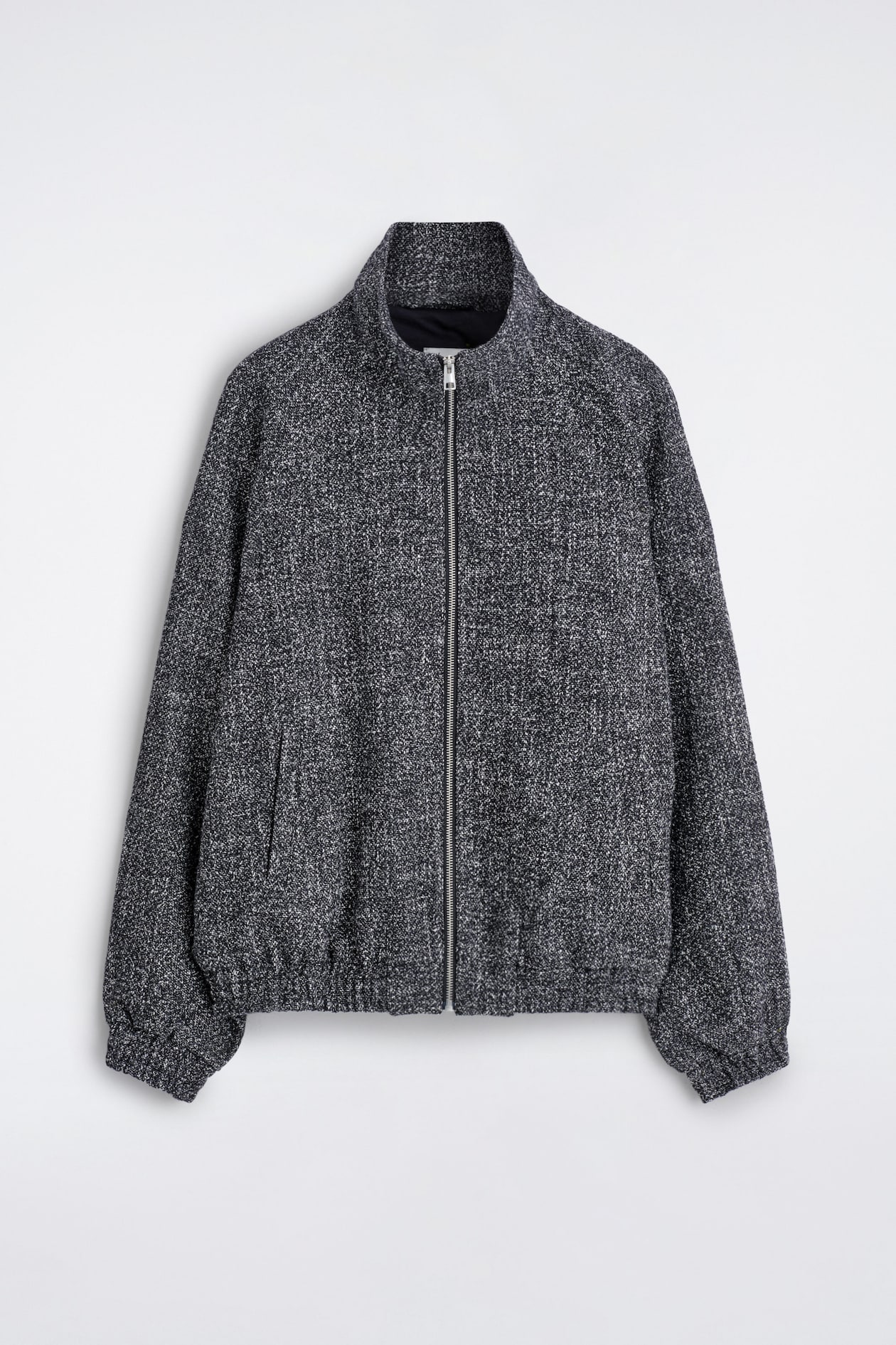 TWEED TRACK JACKET — BLACK