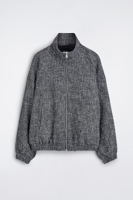 TWEED TRACK JACKET — BLACK 2