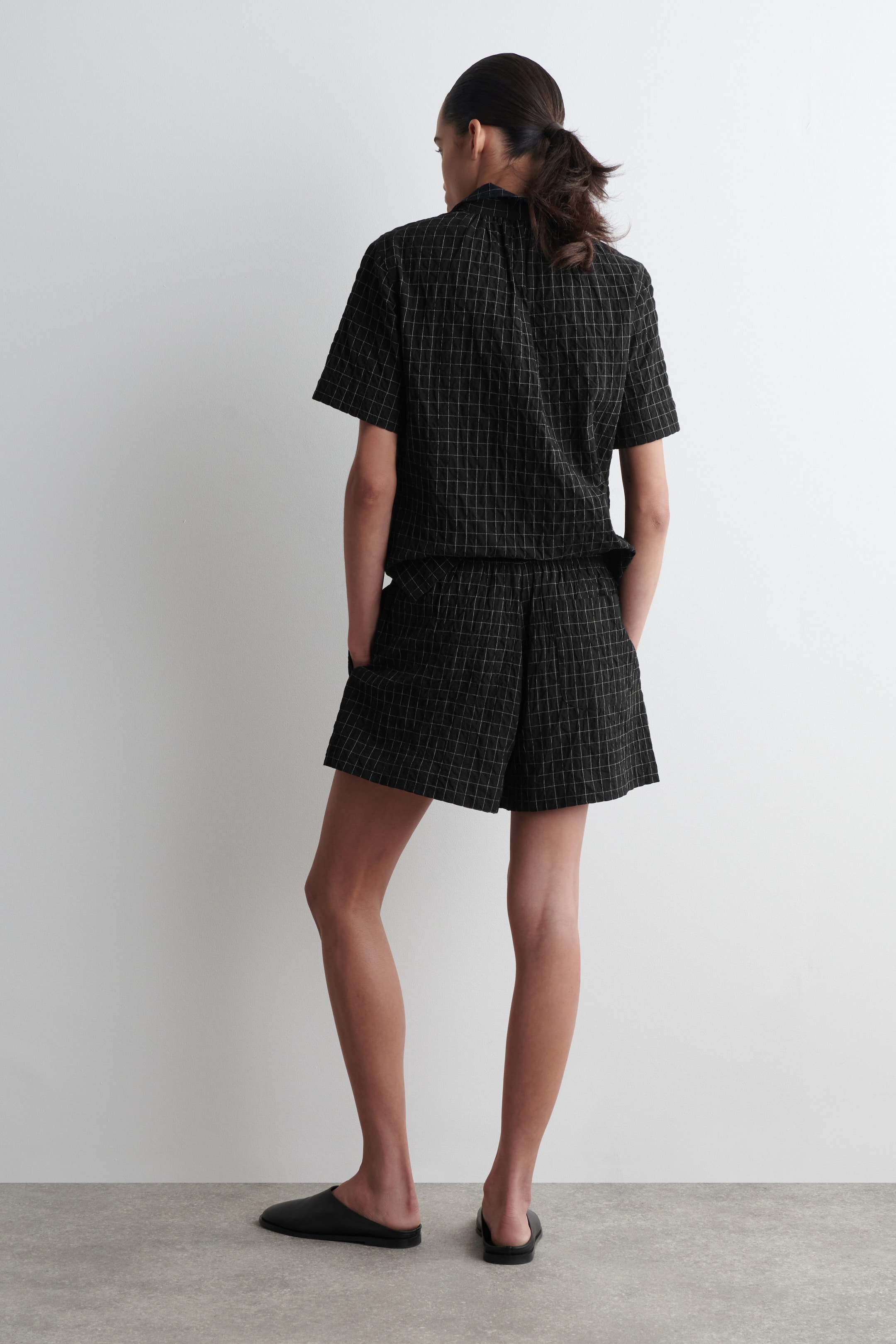 CHECKED COTTON SHORTS