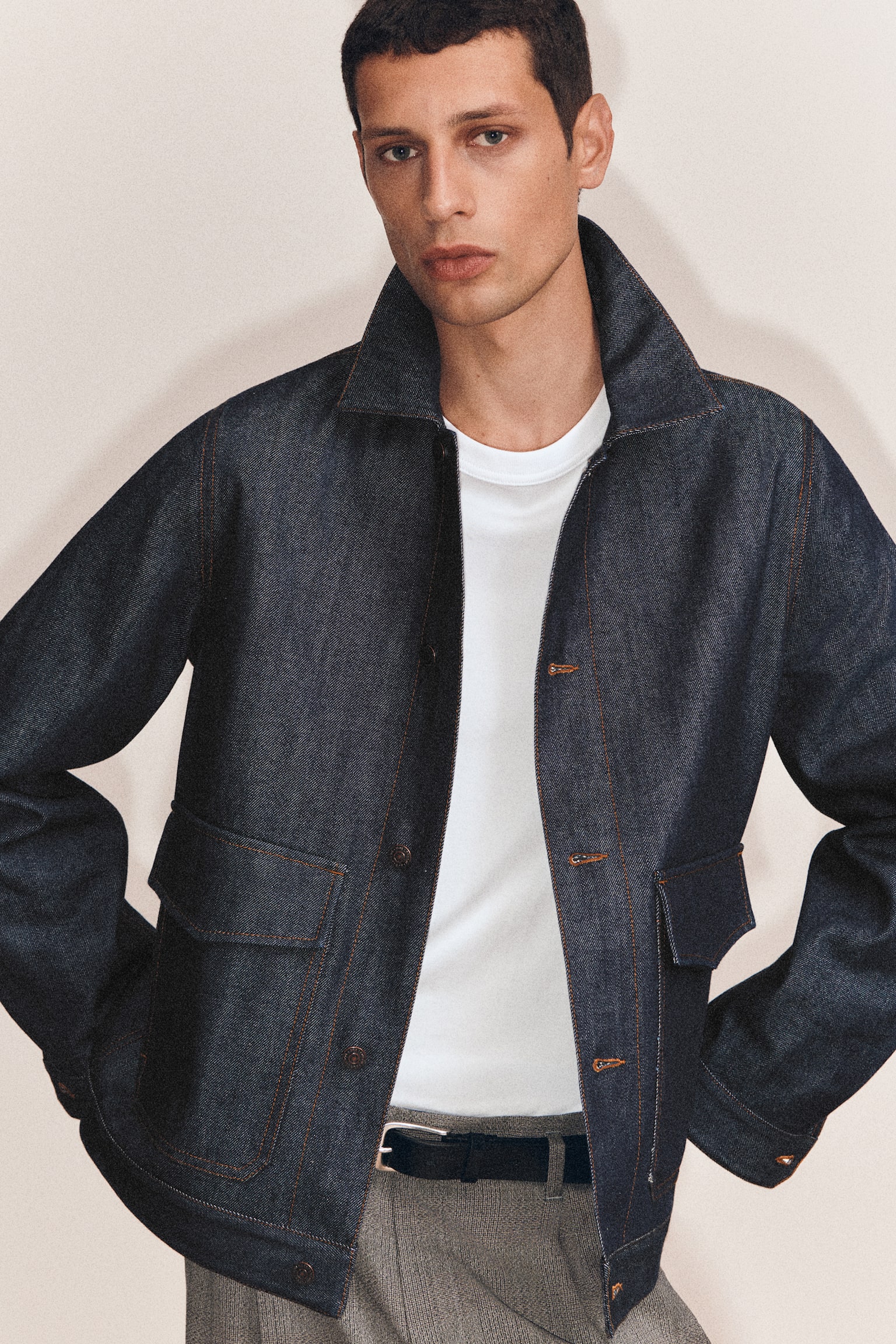 GIACCA IN DENIM GREZZO CON CIMOSA - INDACO - 1