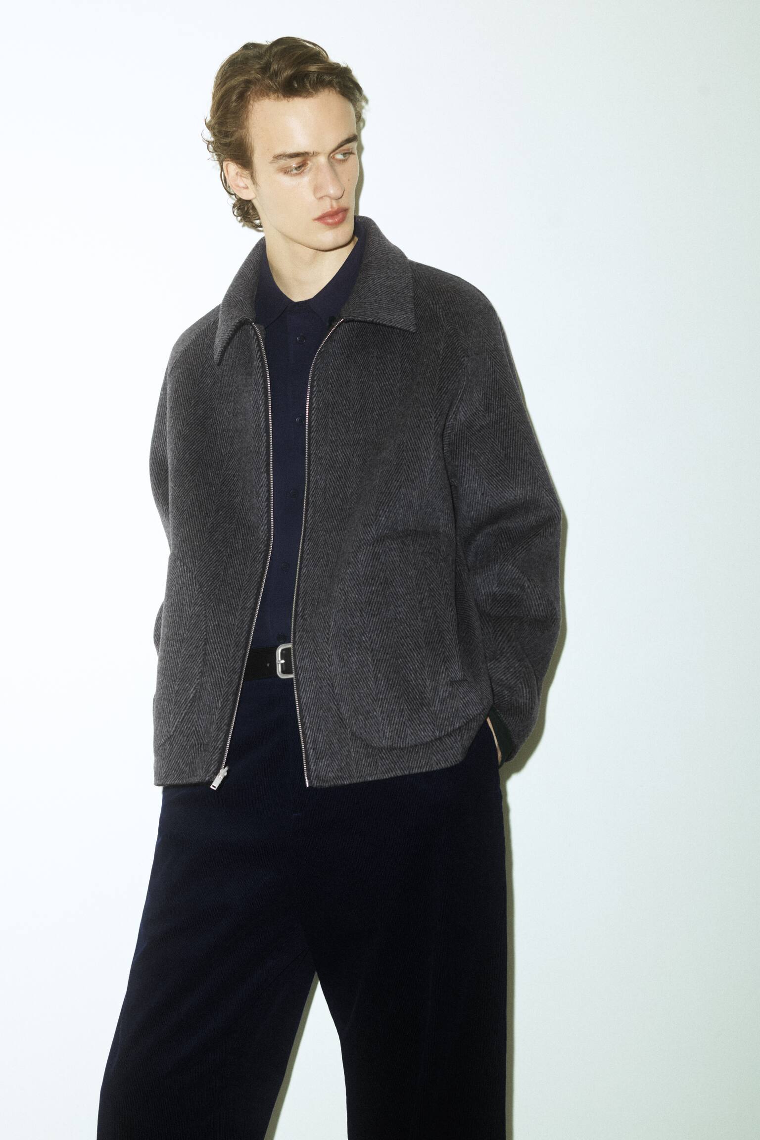 WENDBARE WOLLJACKE MIT KARO- UND FISCHGRÄTMUSTER - GRAU/KARIERT - 7