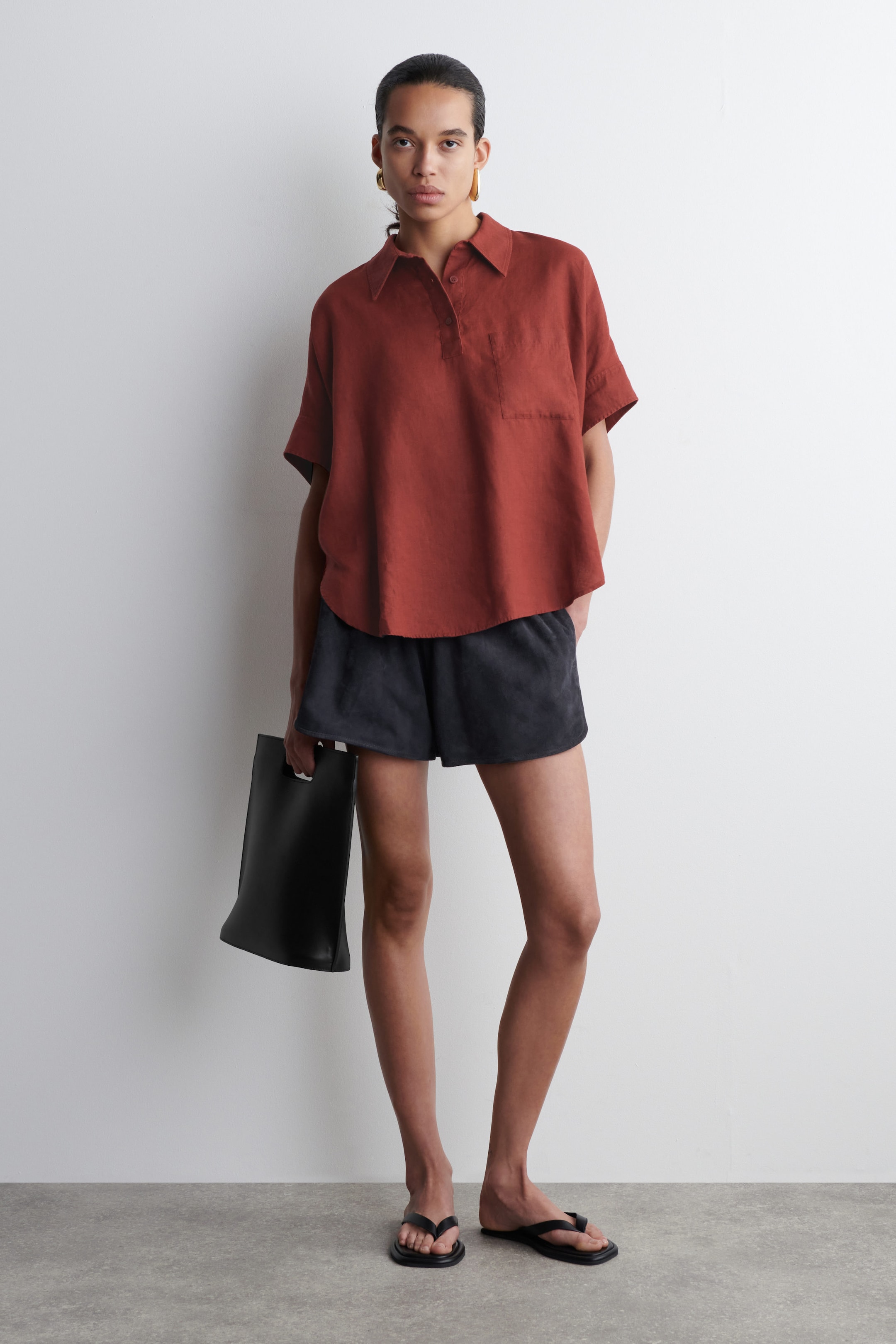 LINEN HALF-PLACKET SHIRT