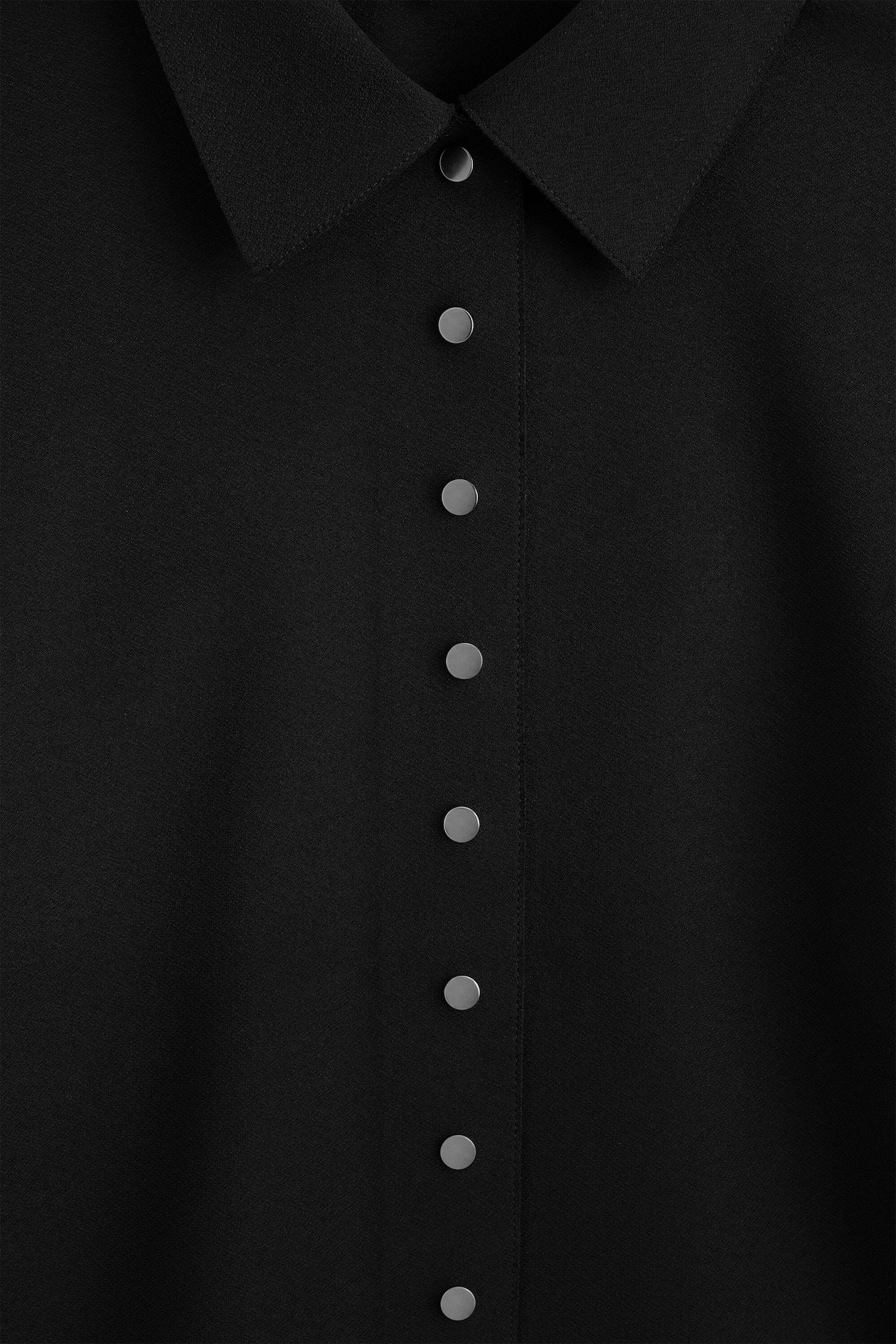 WAISTED CREPE-JERSEY SHIRT — BLACK