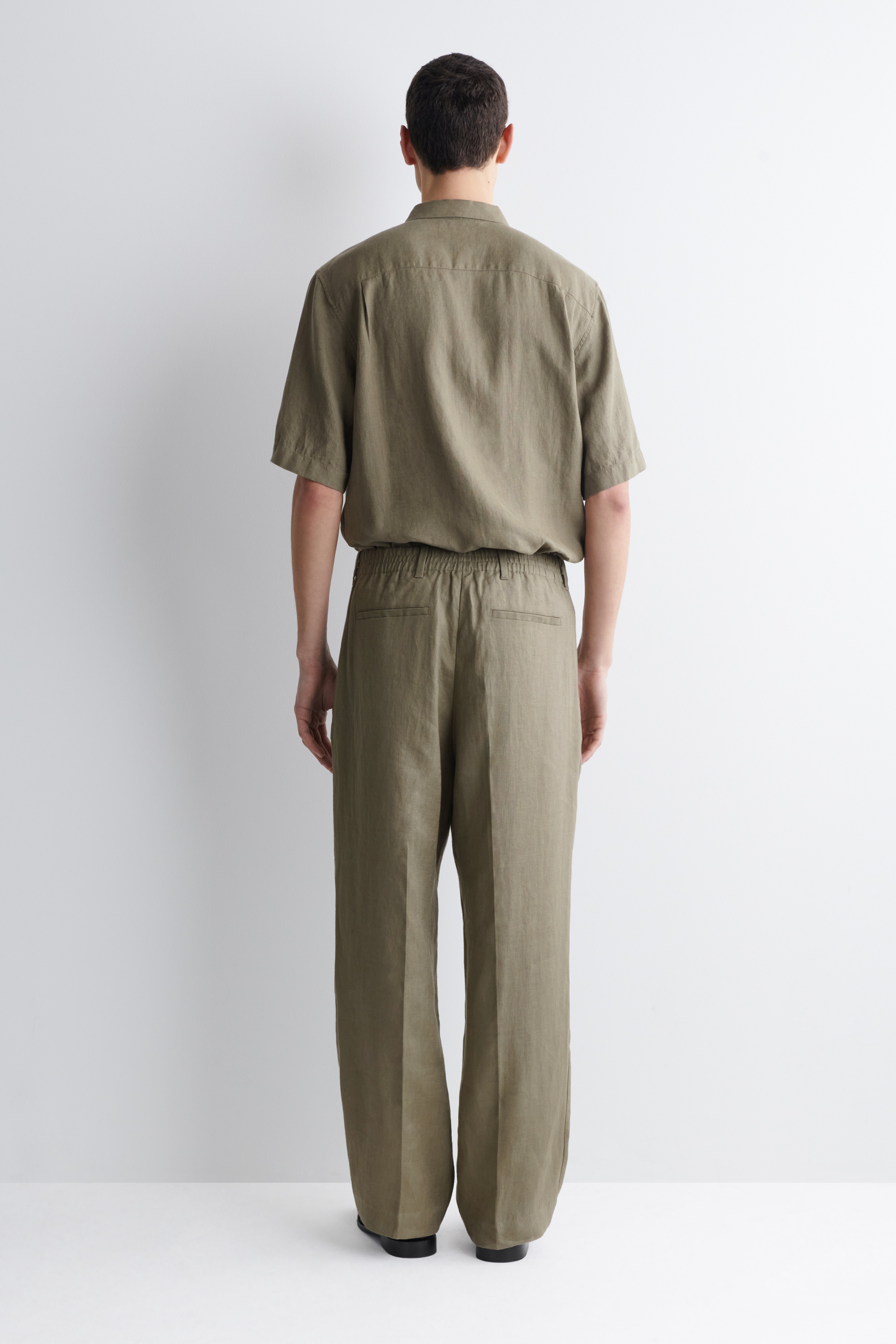 LINEN RELAXED-FIT STRAIGHT-LEG TROUSERS