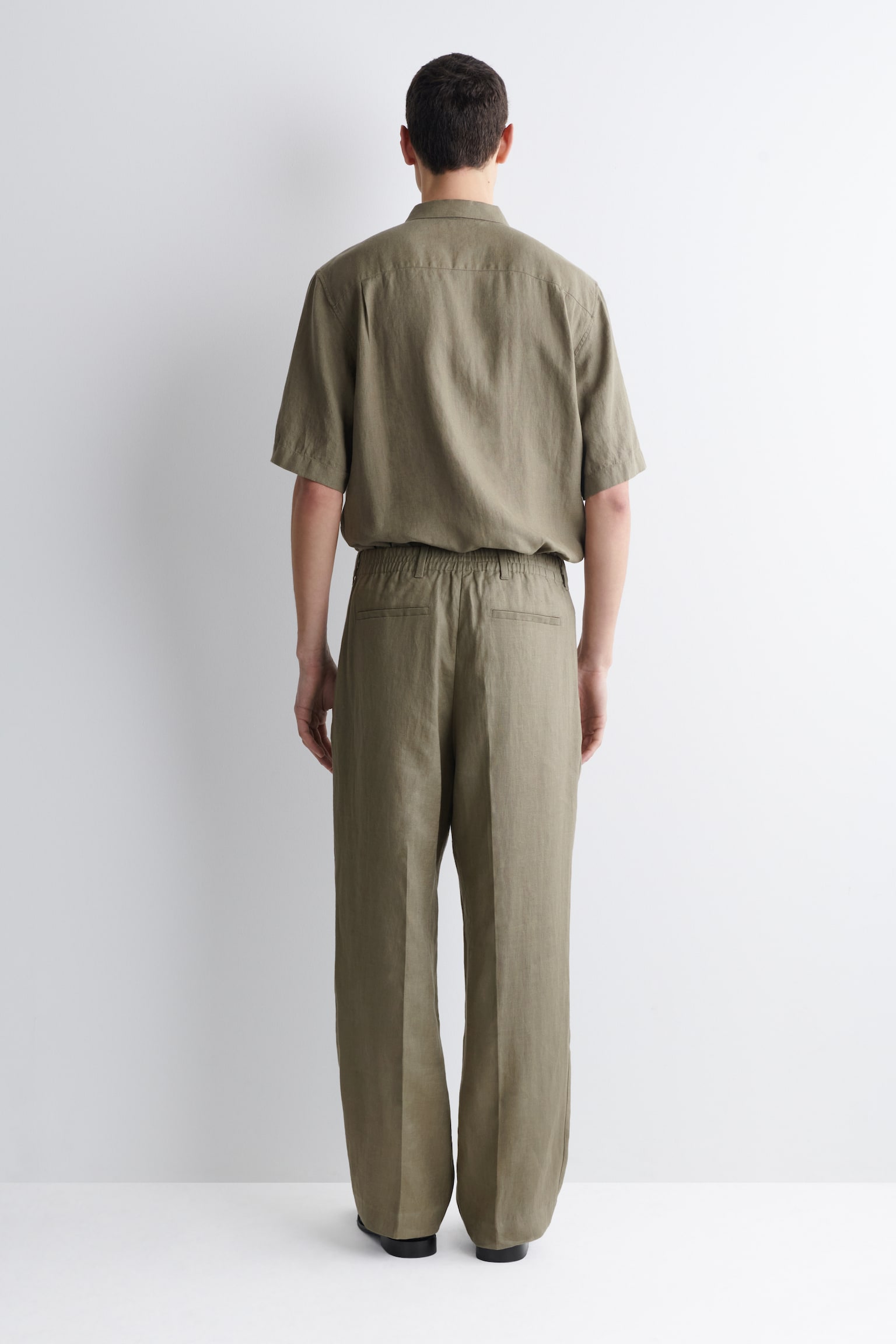 ПАНТАЛОН С ПРАВ КРАЧОЛ, ОТПУСНАТА КРОЙКА, ОТ ЛЕН - КАКИ/СИВ МЕЛАНЖ/ЧЕРНО МЕЛАНЖ - 8