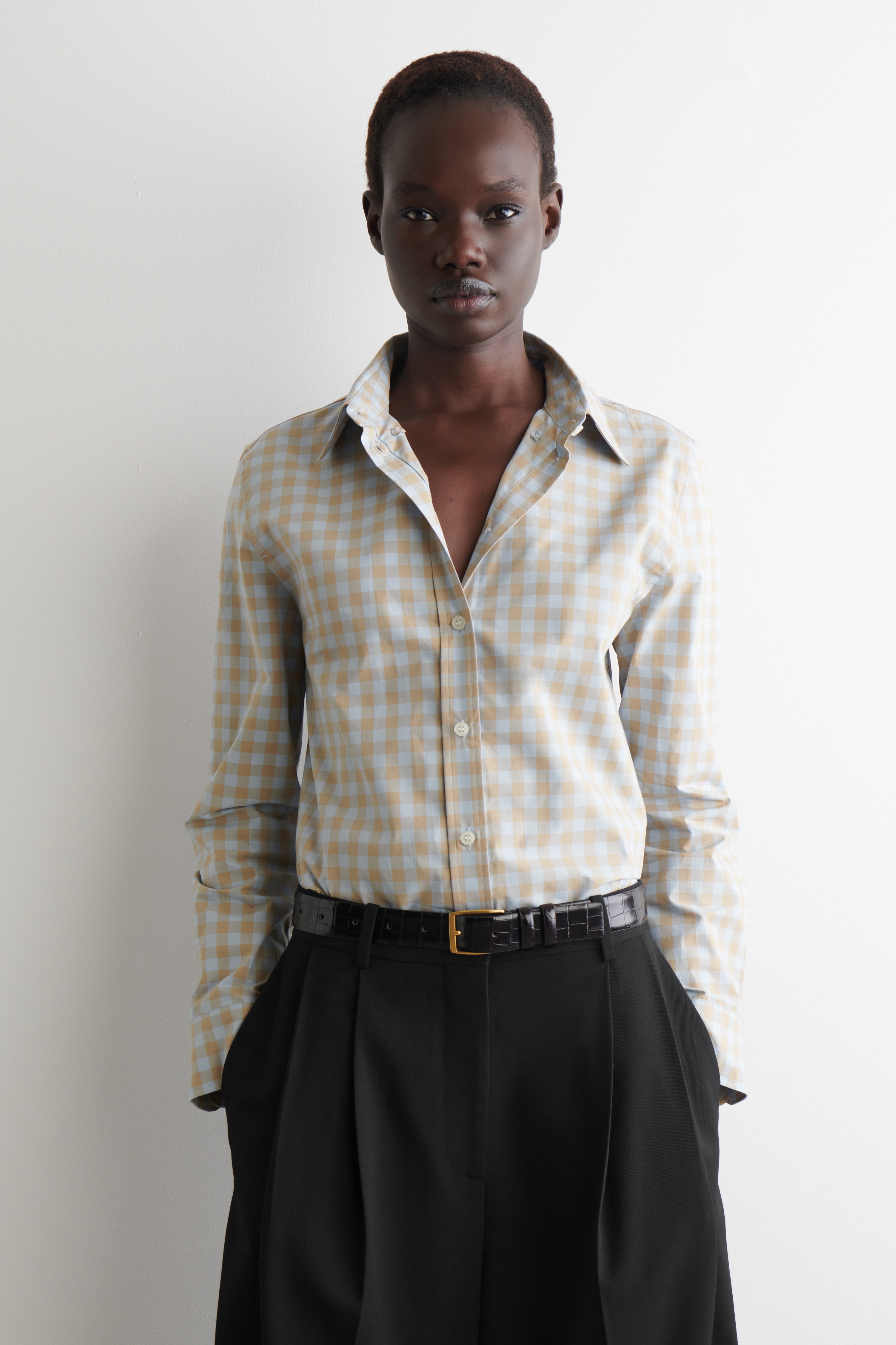 KOSTKOVANÁ BAVLNĚNÁ KOŠILE - MODRÁ / BÉŽOVÁ / KOSTKA/BÍLÁ / MODRÁ / KOSTKOVANÁ