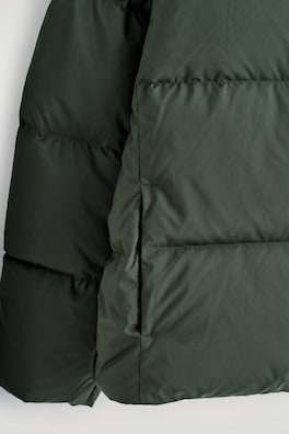 HOODED DOWN PUFFER JACKET — DARK GREEN 1
