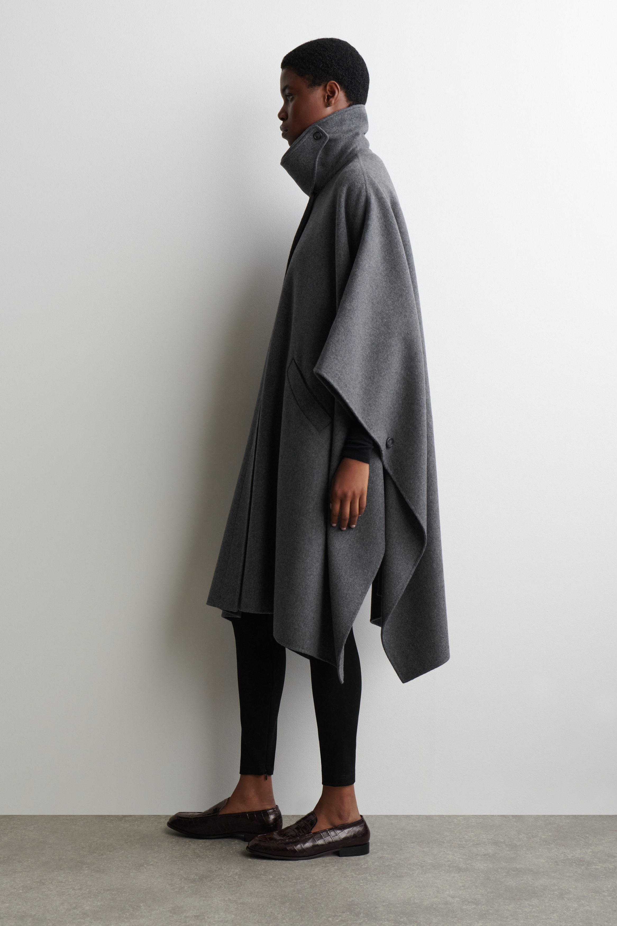 クラネ　CLANE　UP NECK OVER DOUBLE COAT CLANE - 2WAY NECK WARMER KNIT TOPS - BLACK | ADDICT WEB SHOP