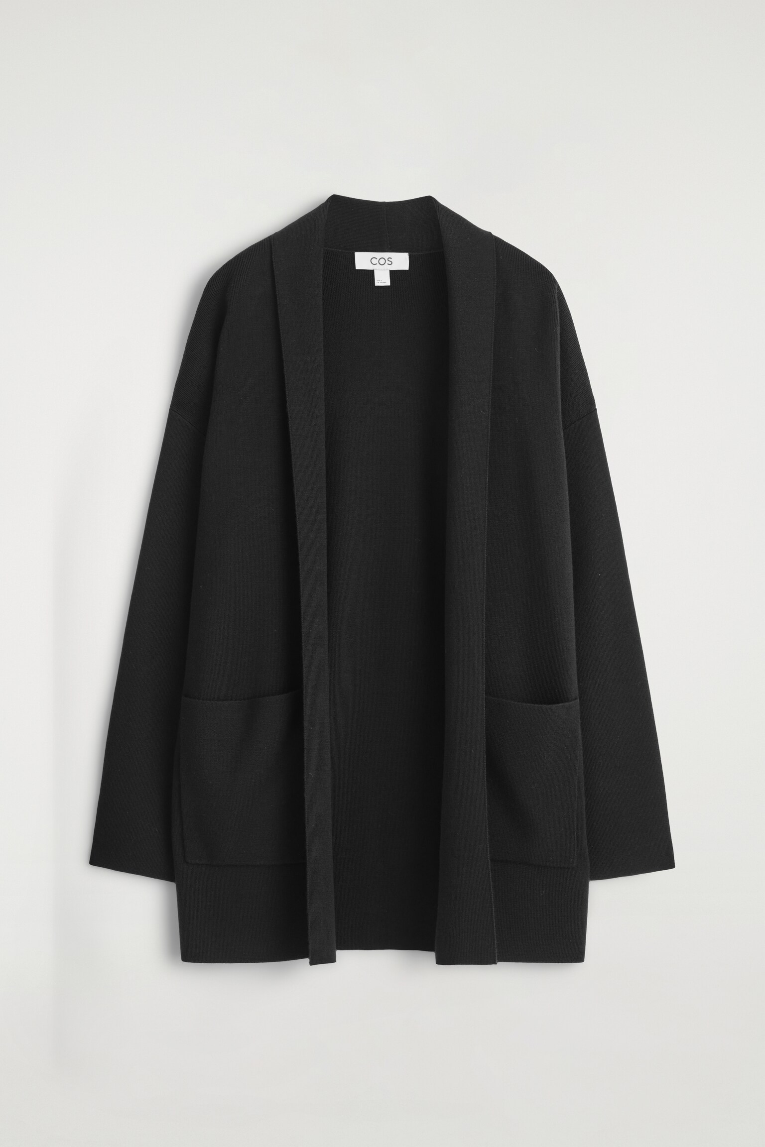 STRICKJACKE AUS MERINOWOLLE MIT DRAPIERTEM KRAGEN - SCHWARZ - 2