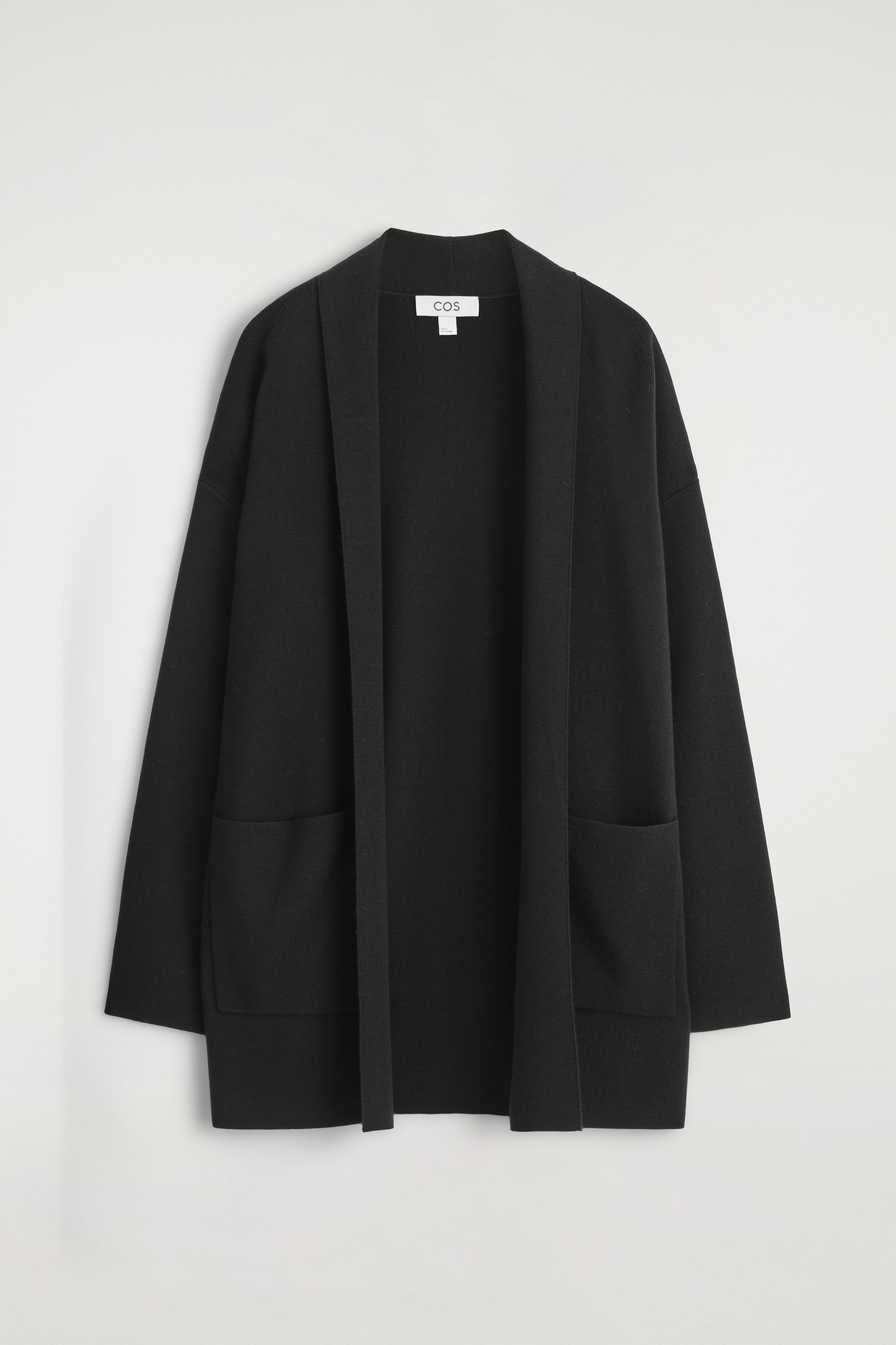 DRAPED-COLLAR MERINO WOOL CARDIGAN