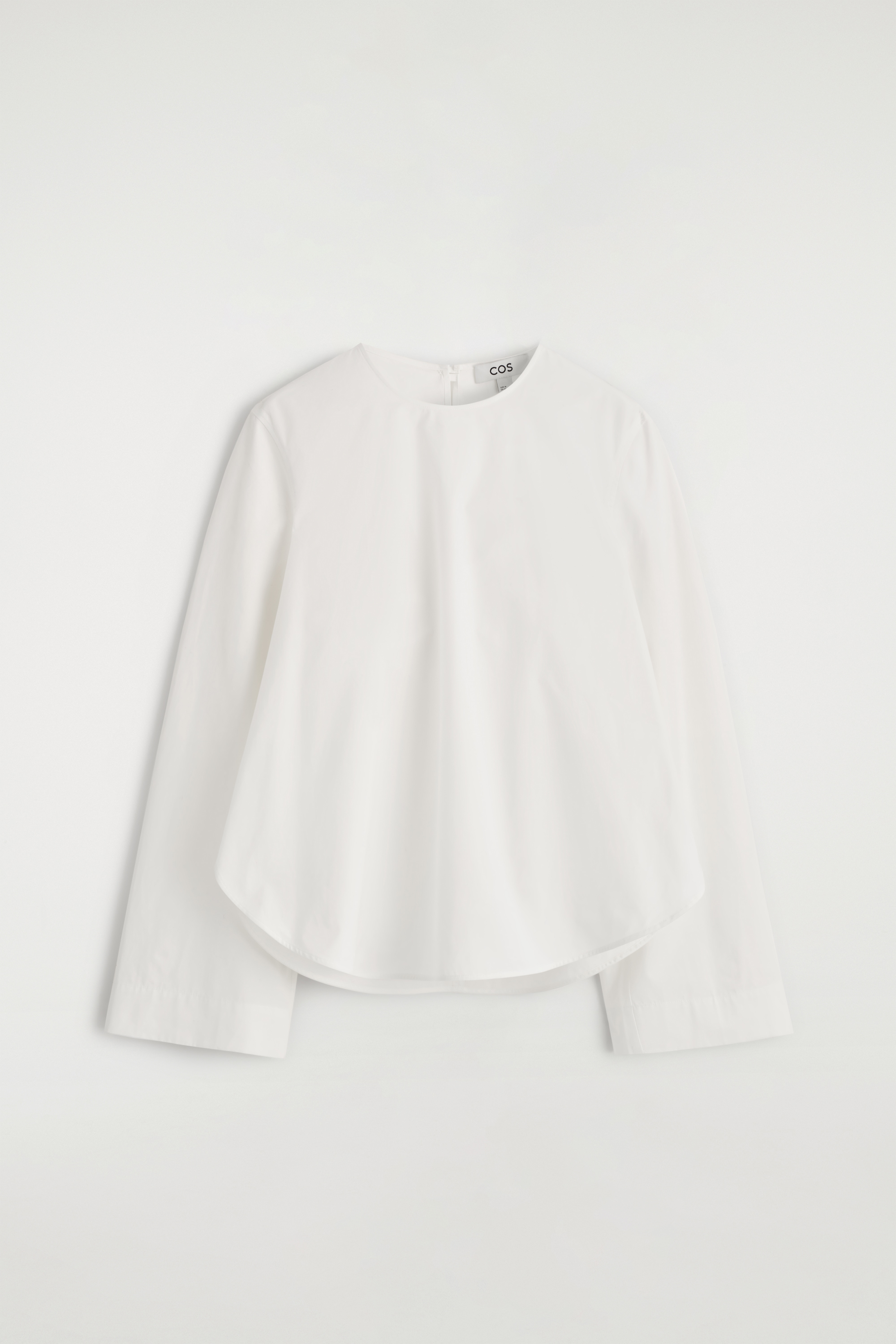 CURVED-HEM COTTON BLOUSE - WHITE