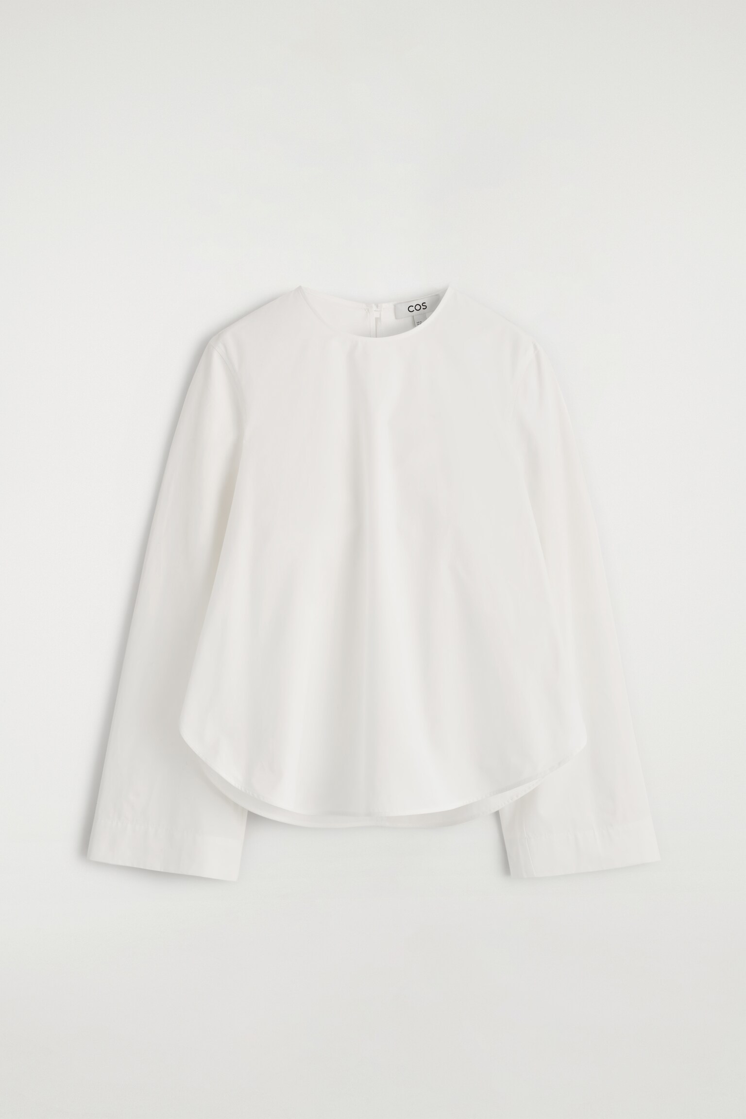 BLOUSE À OURLET INCURVÉ EN COTON - BLANC - 2