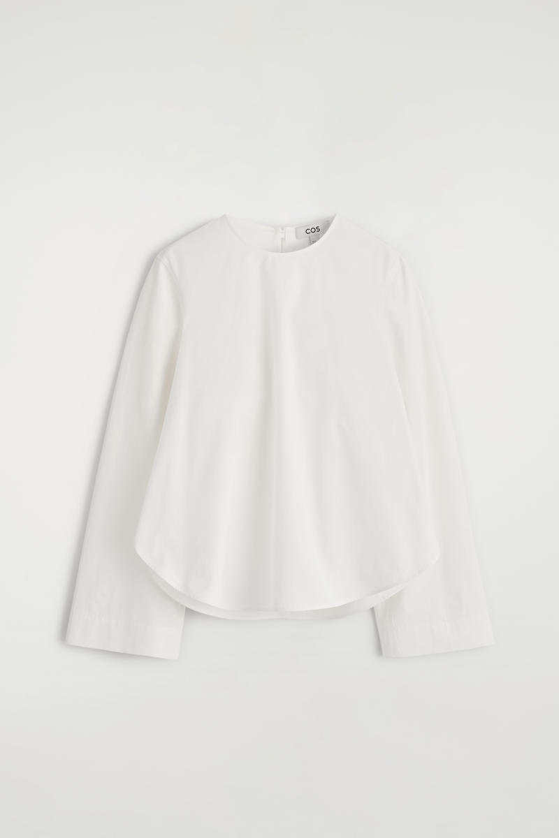 Cos Curved-hem Cotton Blouse In White