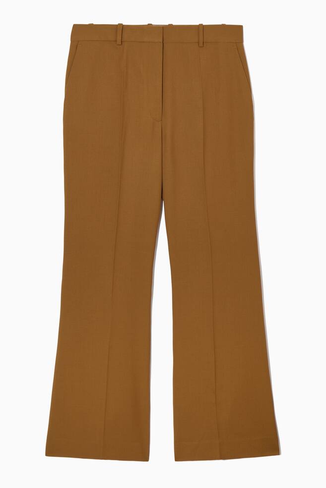 REGULAR FLARED WOOL TROUSERS - BROWN - 1