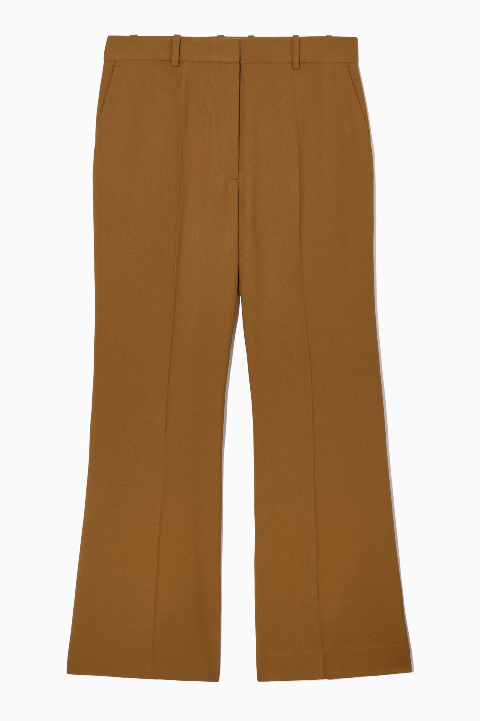 REGULAR FLARED WOOL TROUSERS - BROWN/NAVY