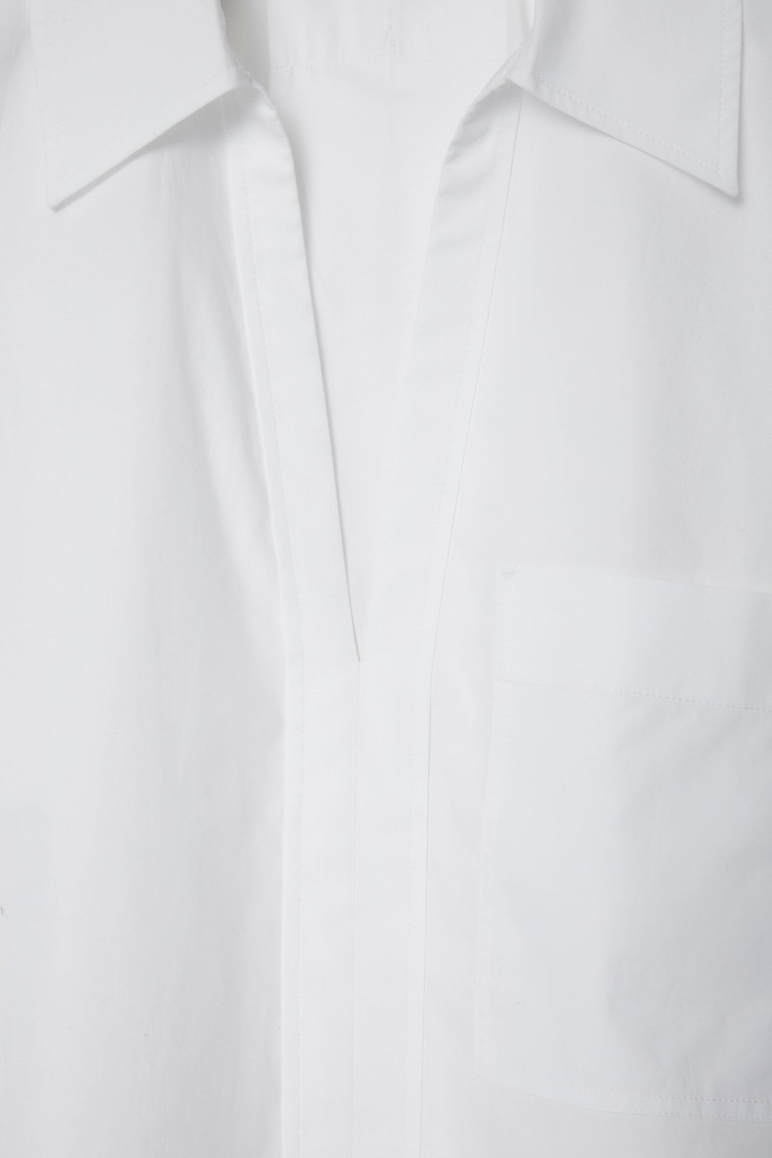 OPEN-COLLAR DRAWSTRING BLOUSE - WHITE/BROWN / STRIPED - 3