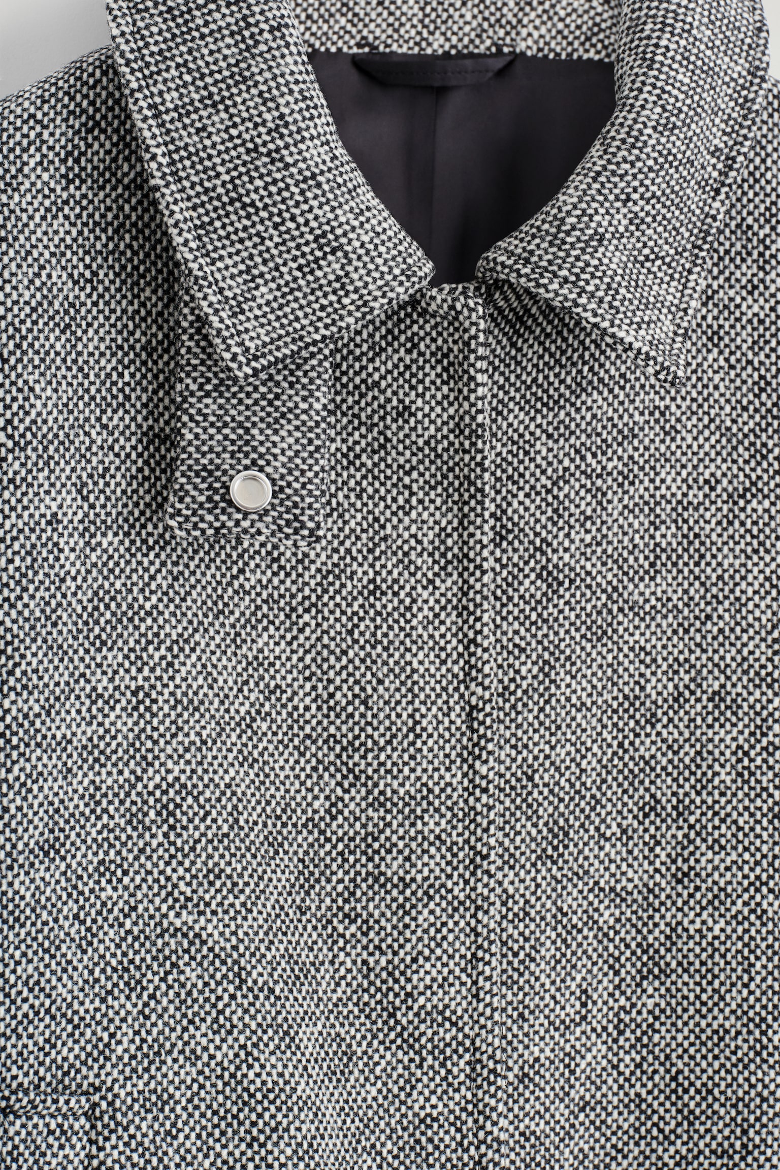 WOOL-TWEED FUNNEL-NECK JACKET - BLACK MÉLANGE - 6
