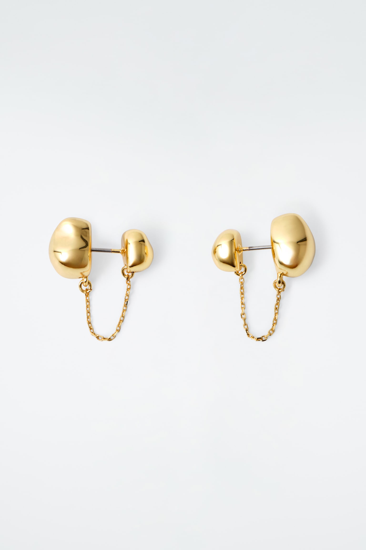 PENDIENTES REDONDEADOS CON CADENA - DORADO - 2