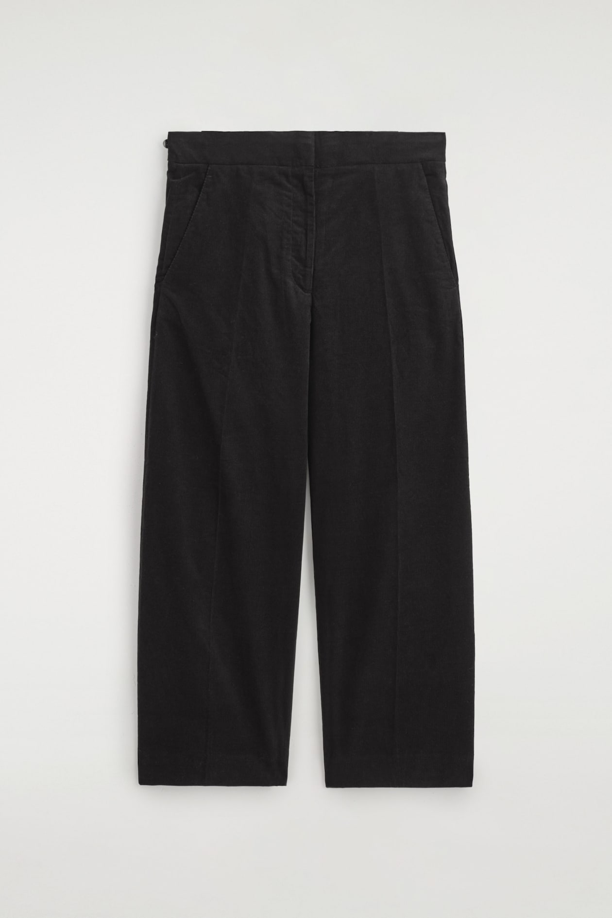 CROPPED CORDUROY TROUSERS — BLACK