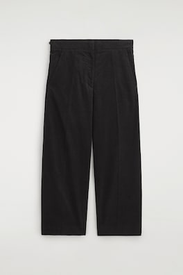 CROPPED CORDUROY TROUSERS — BLACK 2