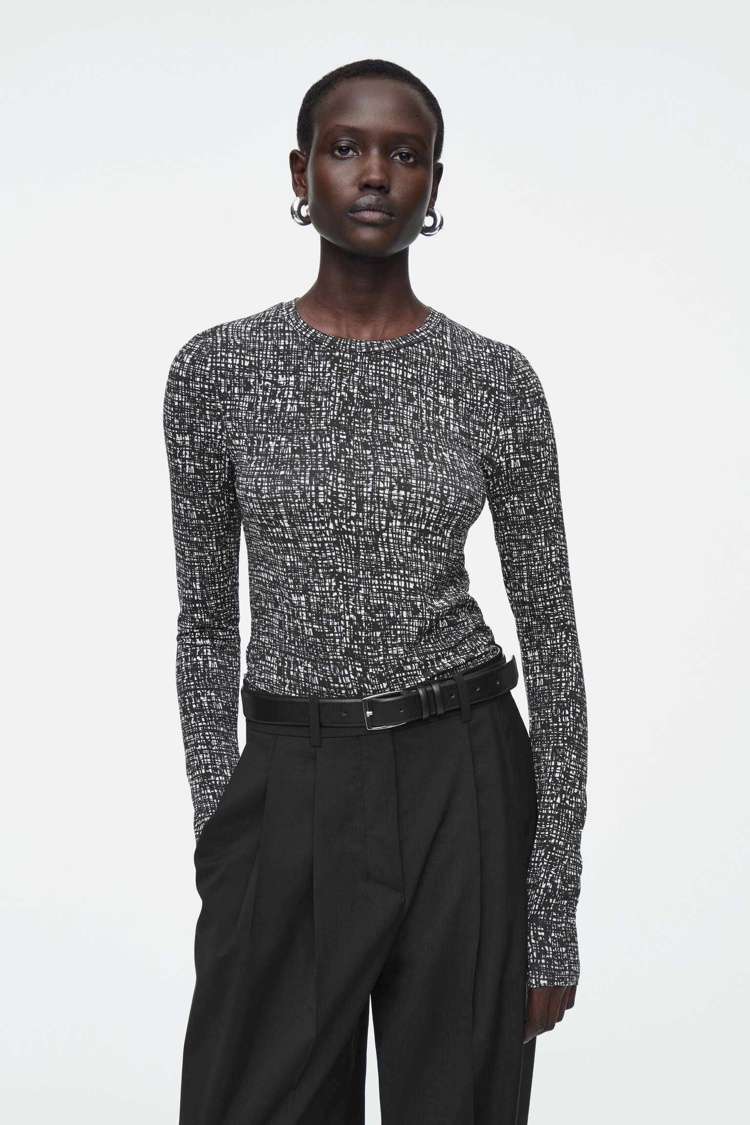 HAUT SLIM LÉGER À MANCHES LONGUES - NOIR / BLANC/GRIS CHINÉ/NOIR/Blanc/ROUGE PROFOND/VERT FONCÉ/BRUN / RAYURES - 1
