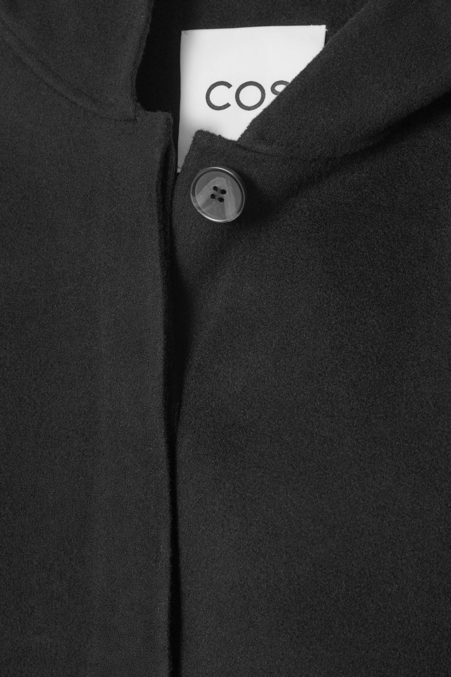 CROPPED DOUBLE-FACED WOOL HOODED JACKET - BLACK - 2