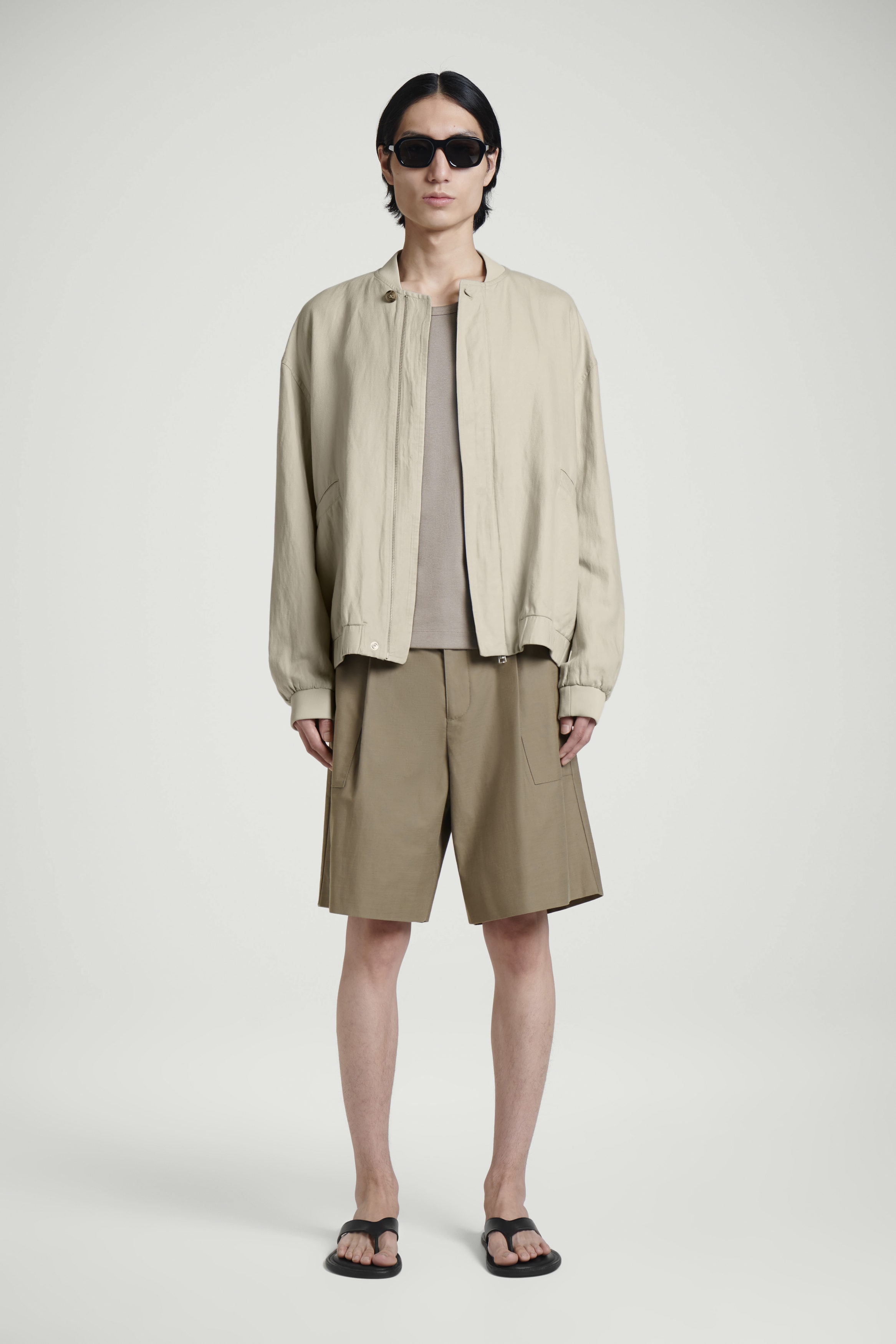 LINEN BOMBER JACKET - STONE | COS US