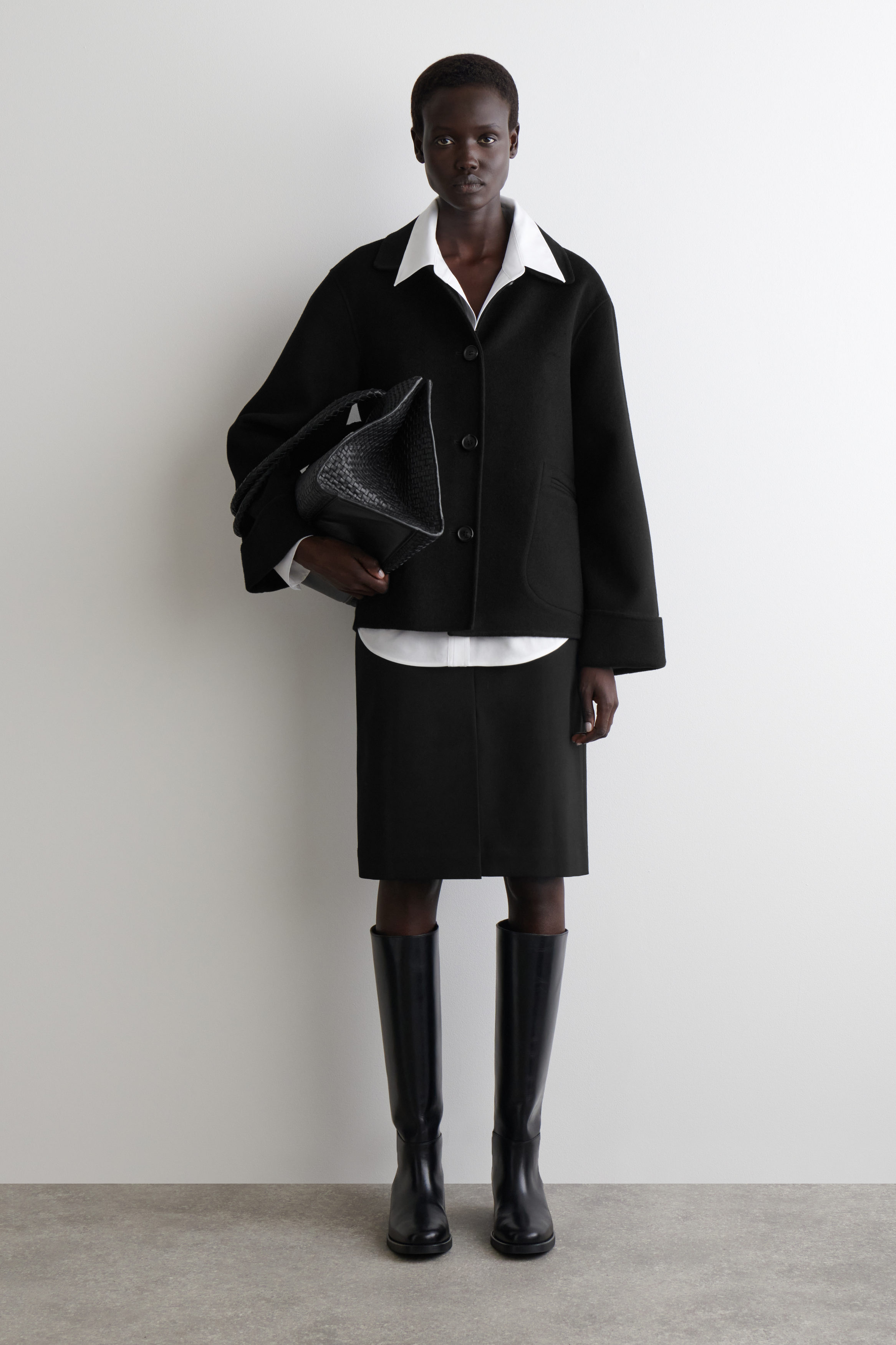 DOUBLE-FACED WOOL JACKET - BLACK | COS