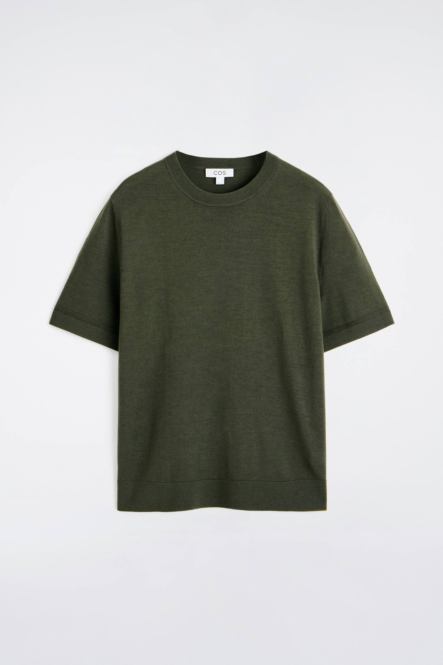 MERINO WOOL KNITTED T-SHIRT - חאקי כהה/DARK BLUE - 2