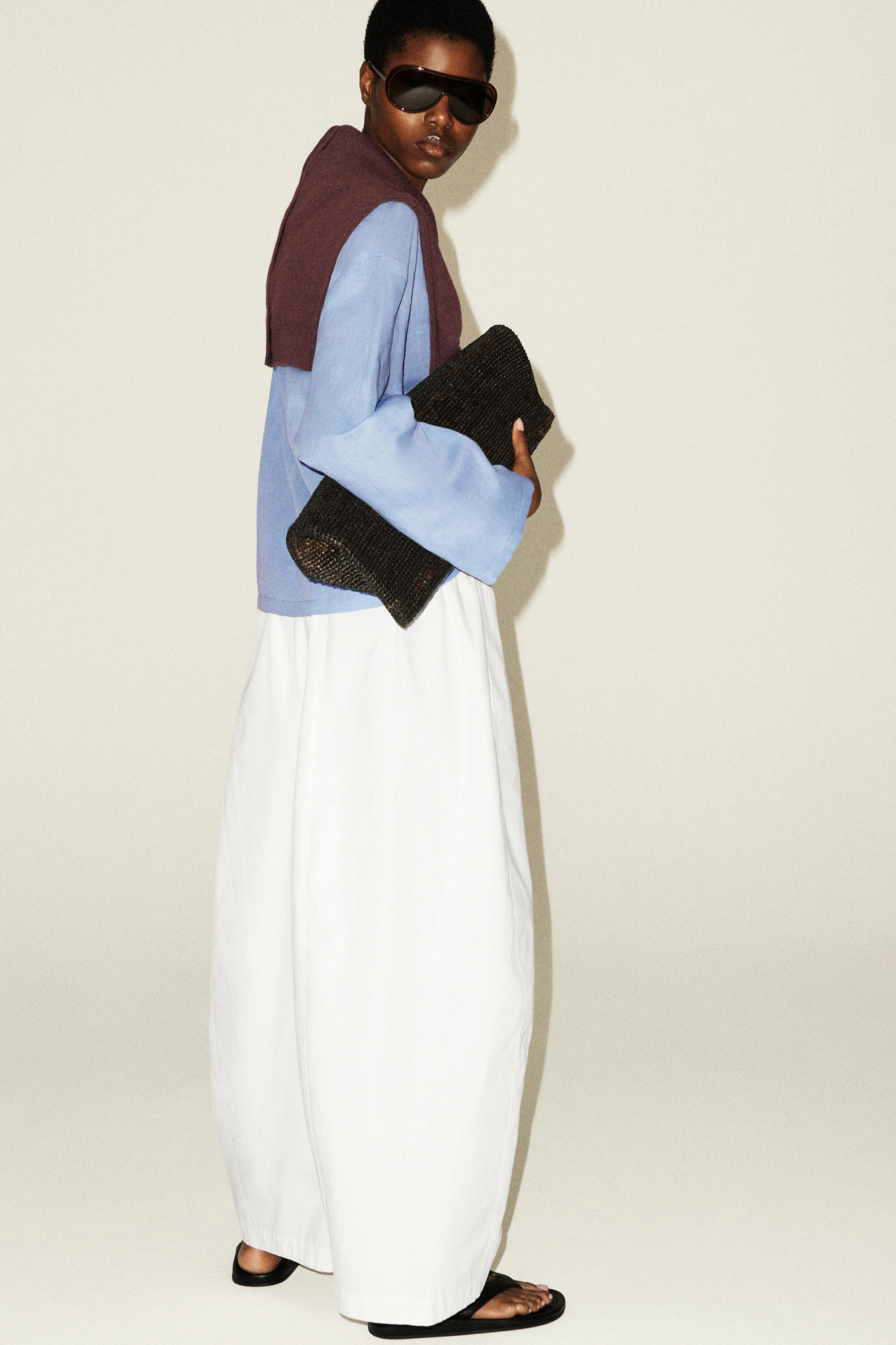 ELASTICATED BARREL-LEG PANTS - WHITE | COS US