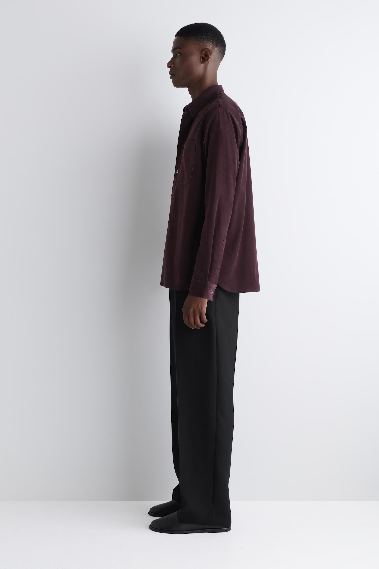 RELAXOVANÁ MANŠESTROVÁ KOŠILE - VÍNOVÁ/DARK KHAKI / PRINTED - 5