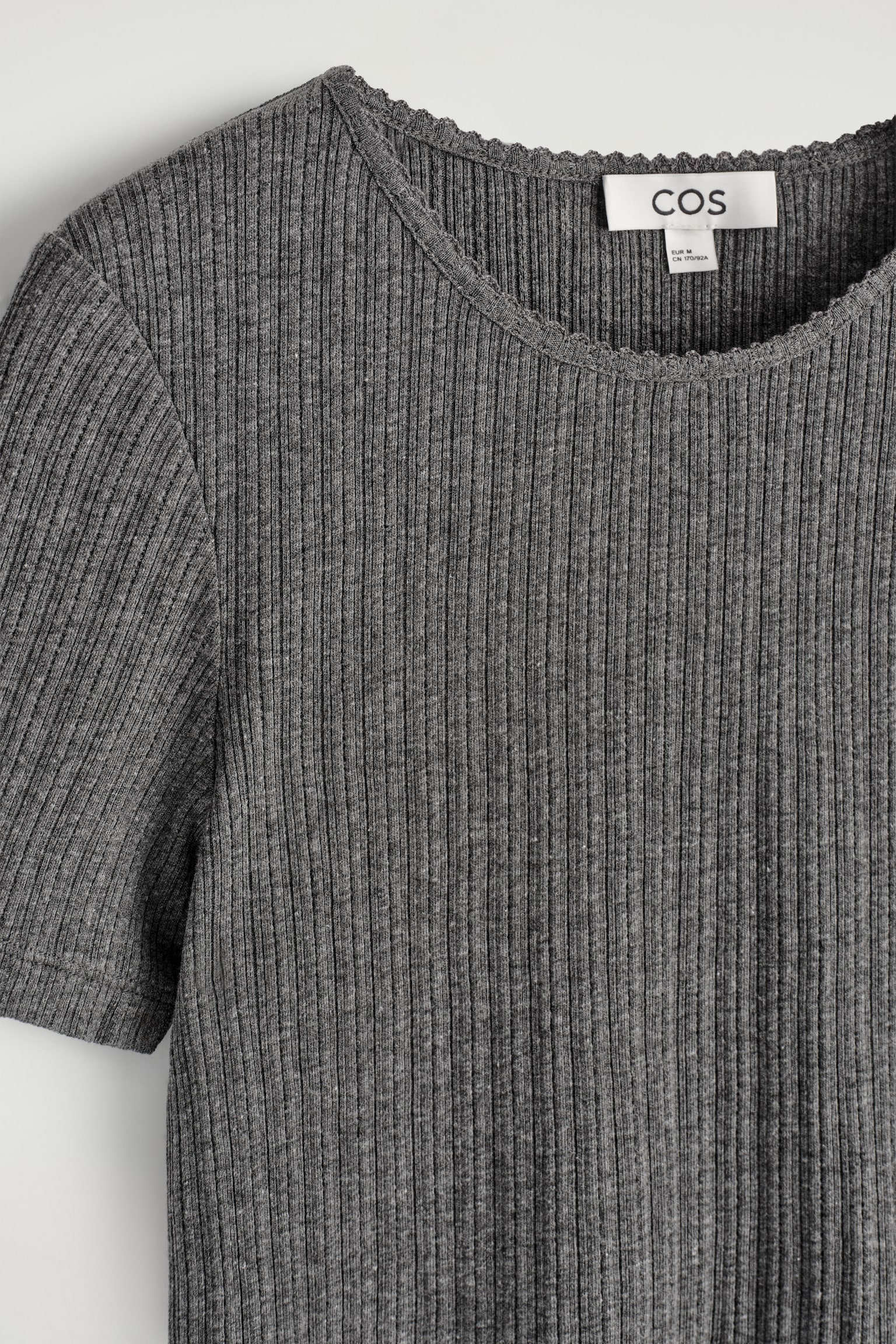 POINTELLE-KNIT T-SHIRT - אפור פחם/IVORY - 6