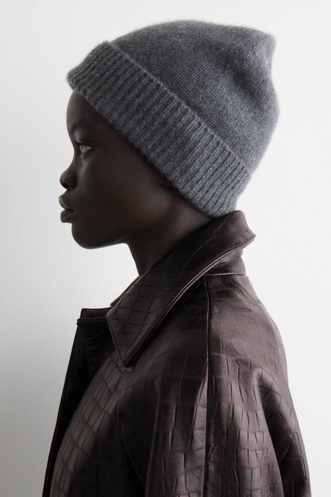 CASHMERE BEANIE-DARK GREY - 4