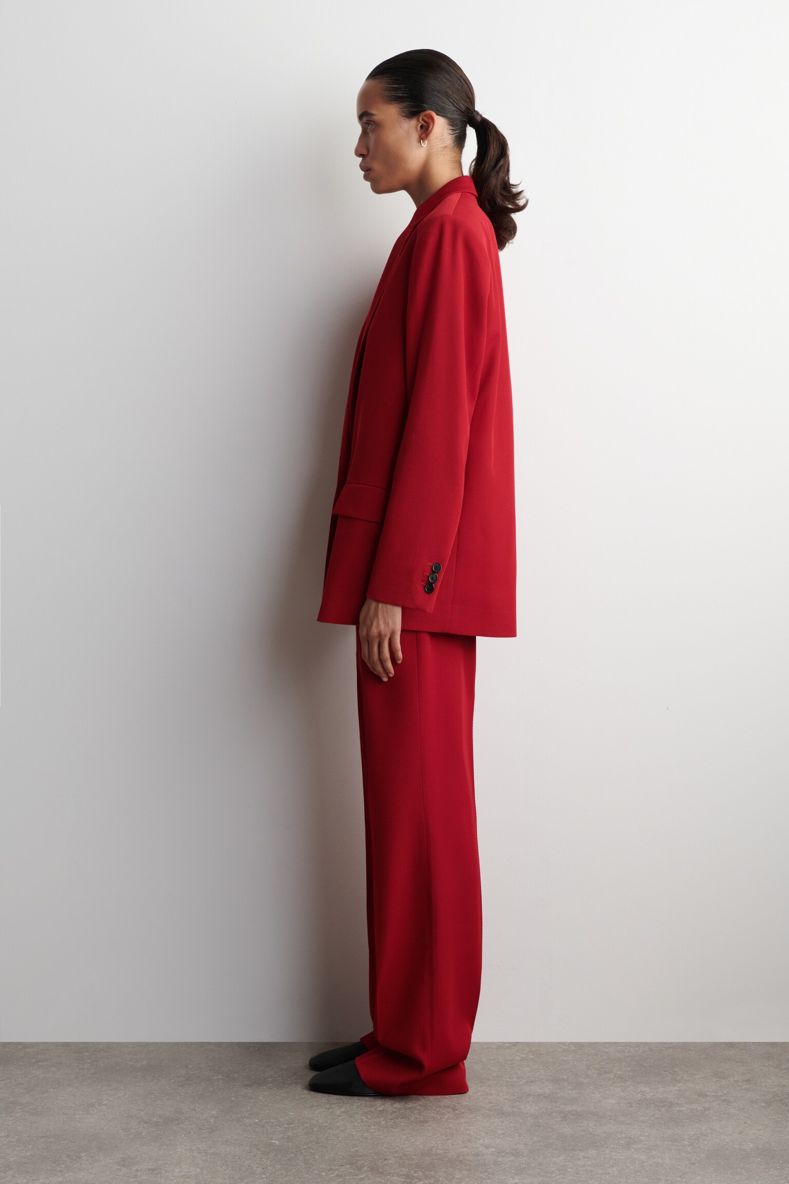 BLAZER CROISÉ EN LAINE MÉLANGÉE - ROUGE - 8