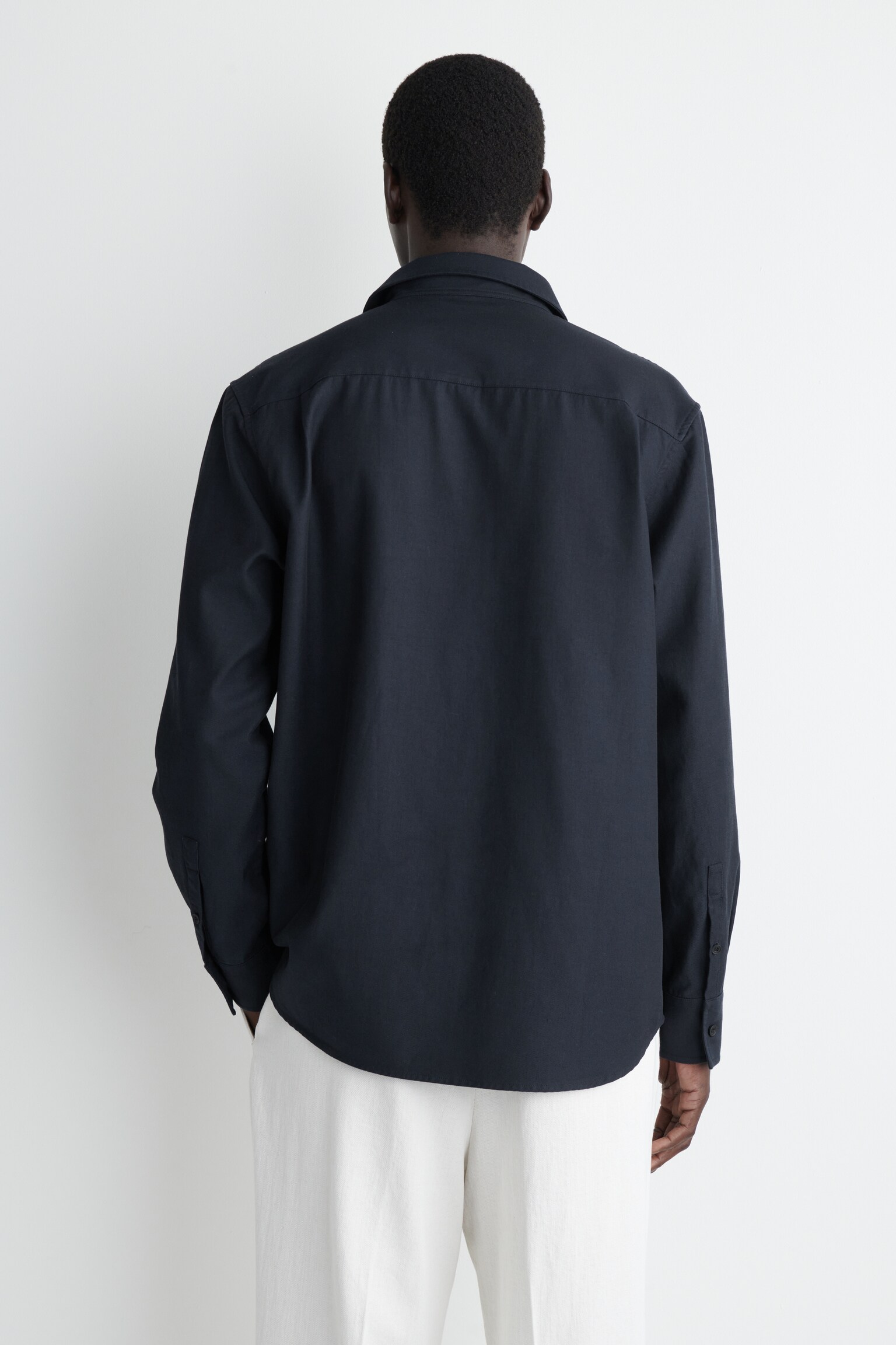 CAMISA HOLGADA DE SARGA - AZUL MARINO/TOPO / RAYAS - 7