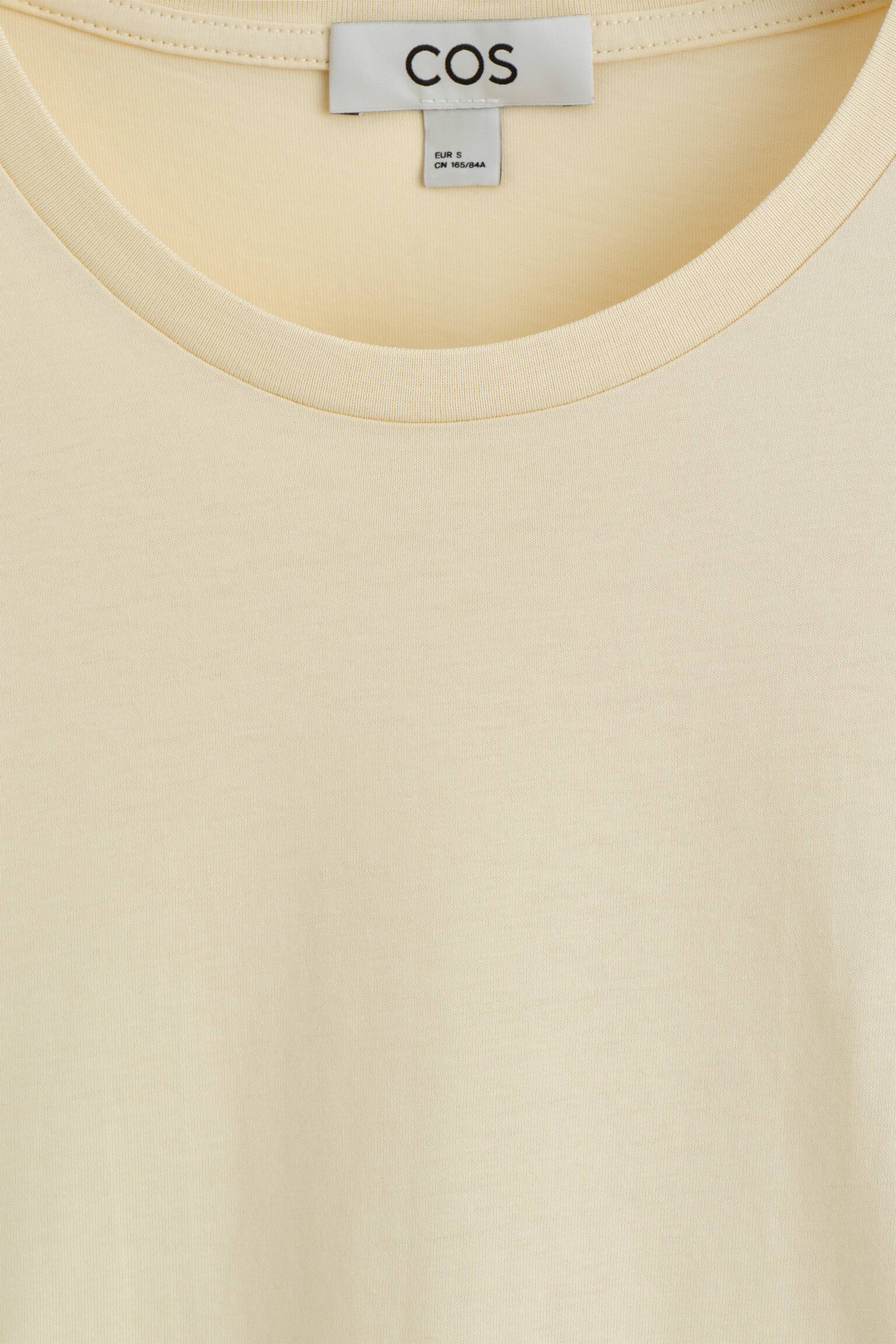 טישרט מכותנה עם צווארון עגול - צהוב חמאה/בז' מעורב/כחול כהה - 5