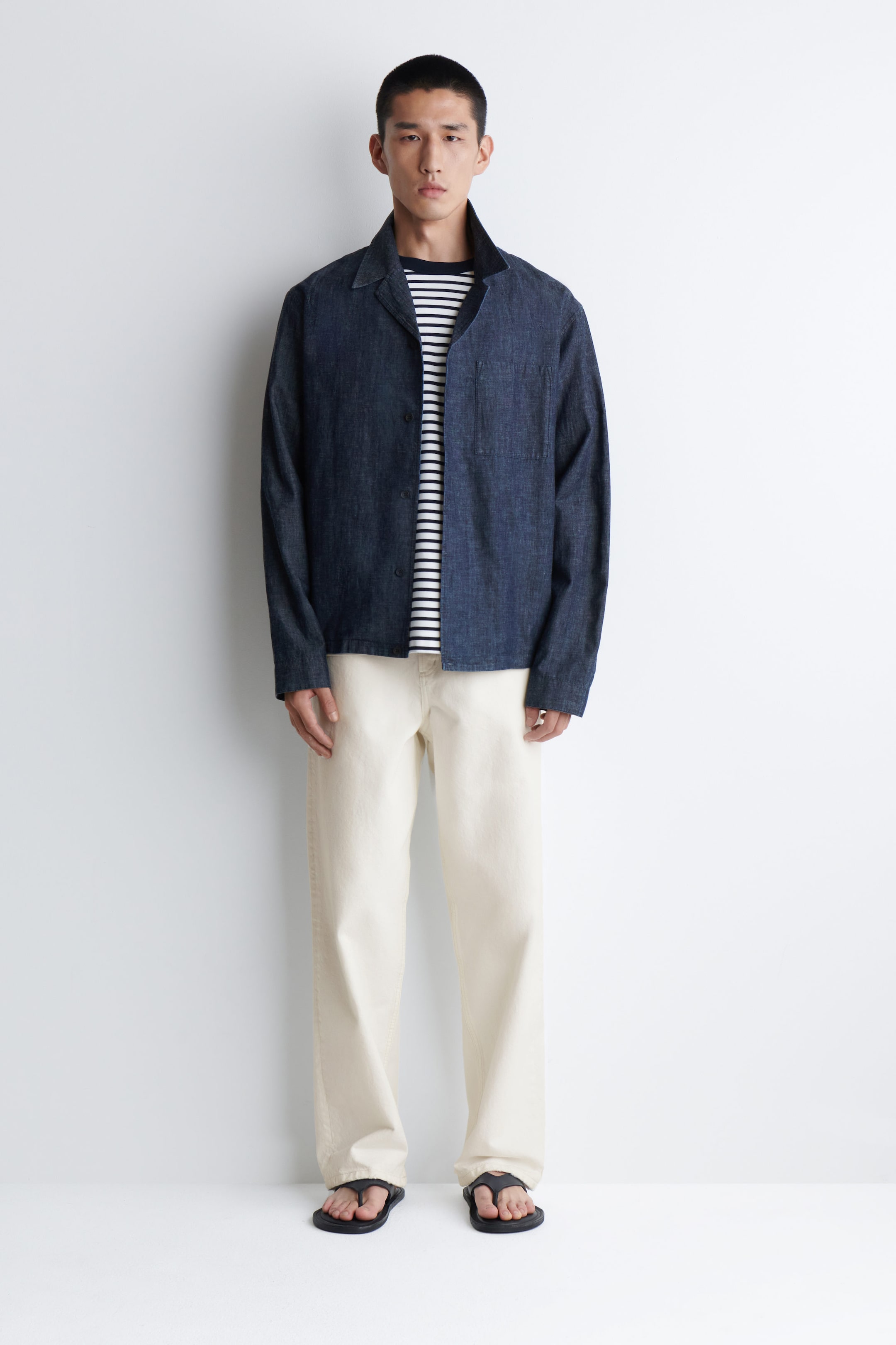 RESORT-COLLAR DENIM OVERSHIRT