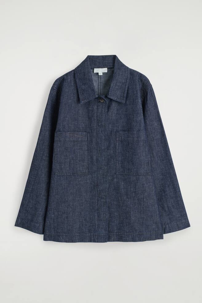 HEMDJACKE AUS DENIM MIT SEITLICHEN BÄNDERN - INDIGOBLAU - 1