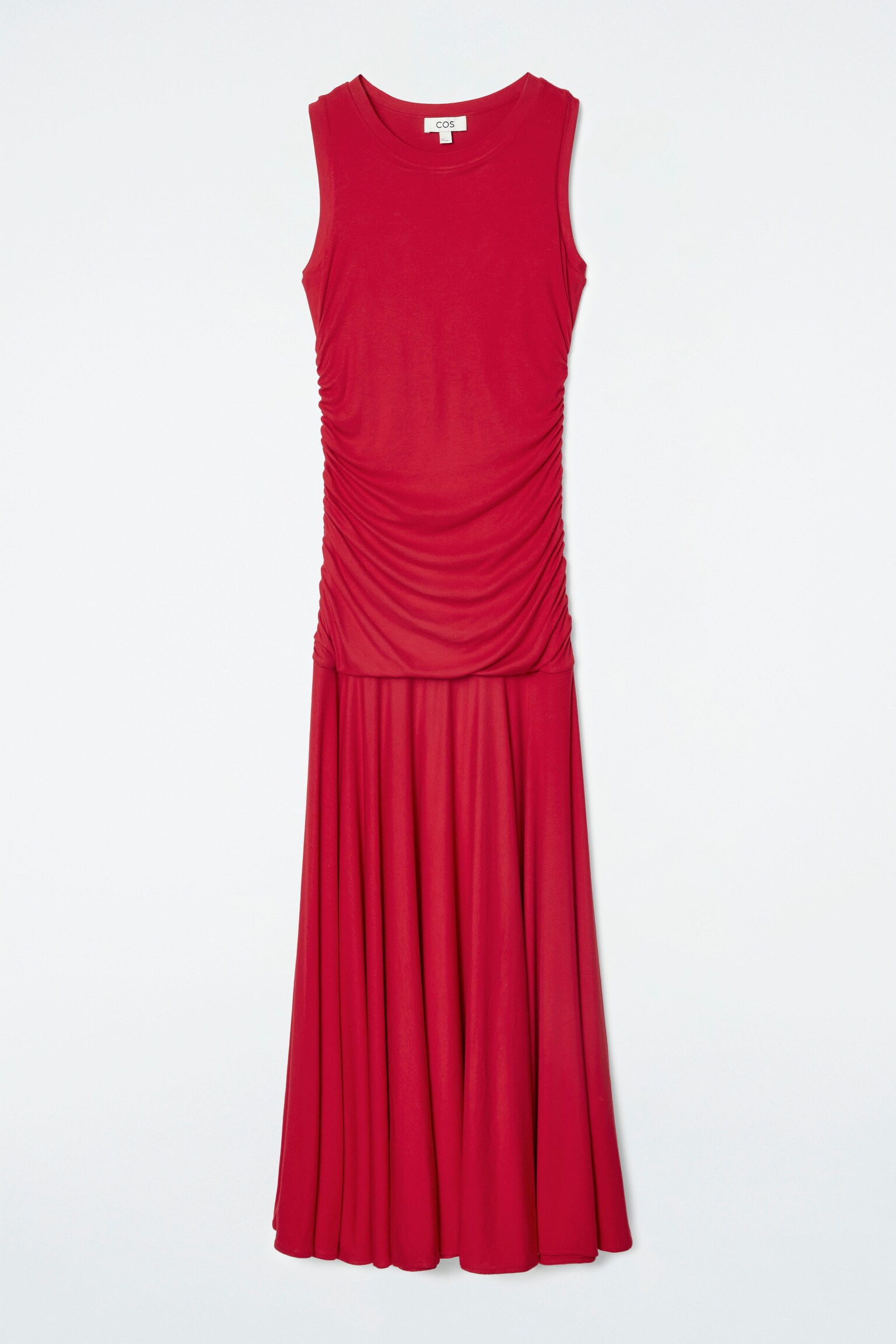 RUCHED MAXI DRESS - RED/BLACK