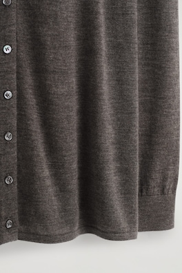 FINE PURE CASHMERE CARDIGAN — STONE MÉLANGE 1
