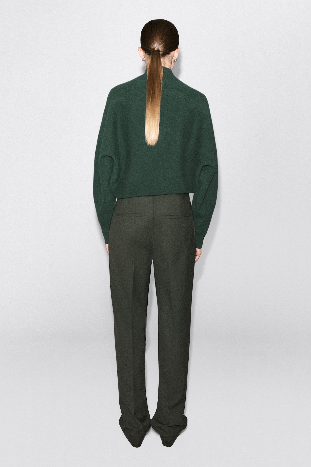 TAILORED TWILL FLARED PANTS — KHAKI