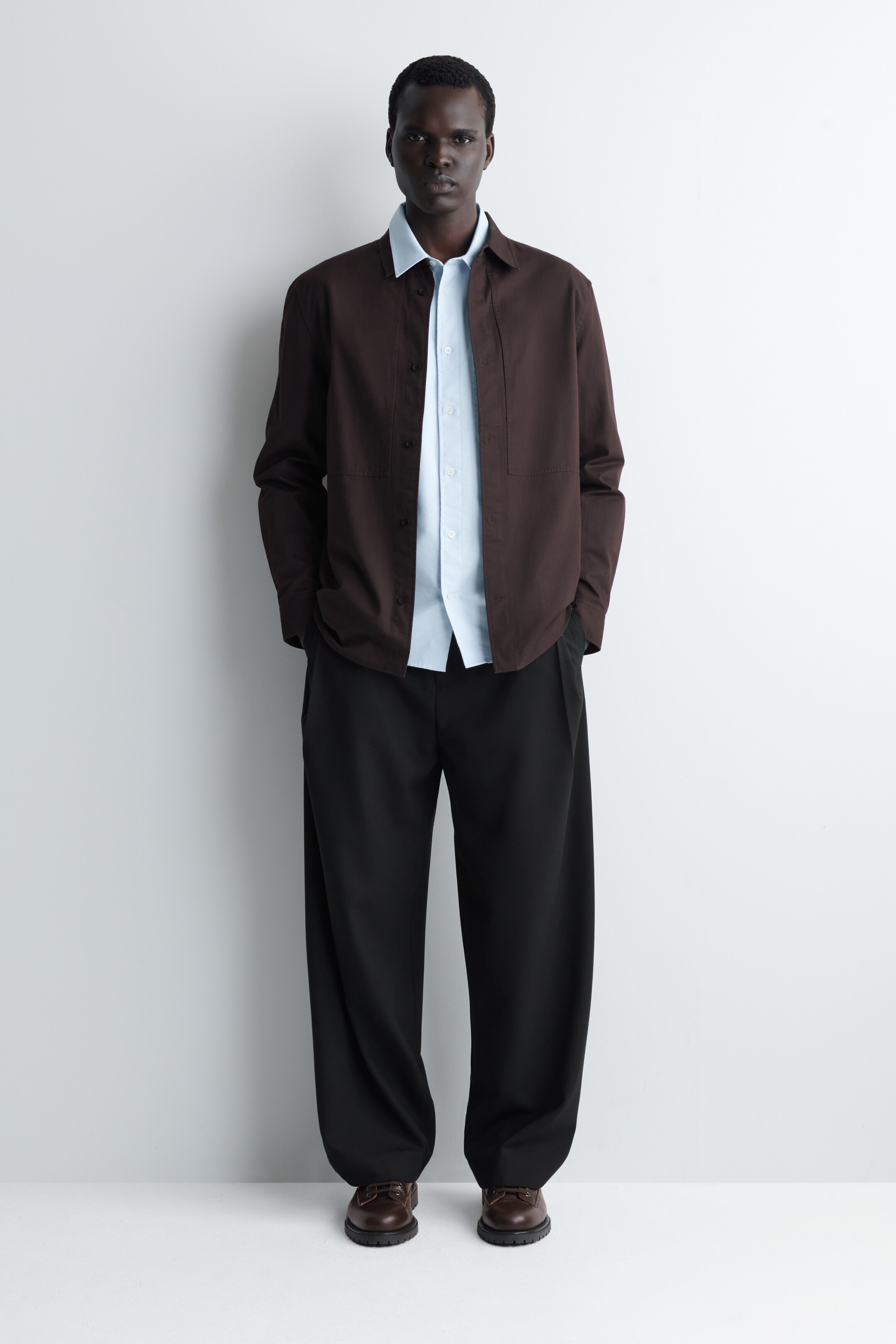 View larger image: POCKET-DETAIL COTTON SHIRT - DARK BROWN - Men | H&M GB 5