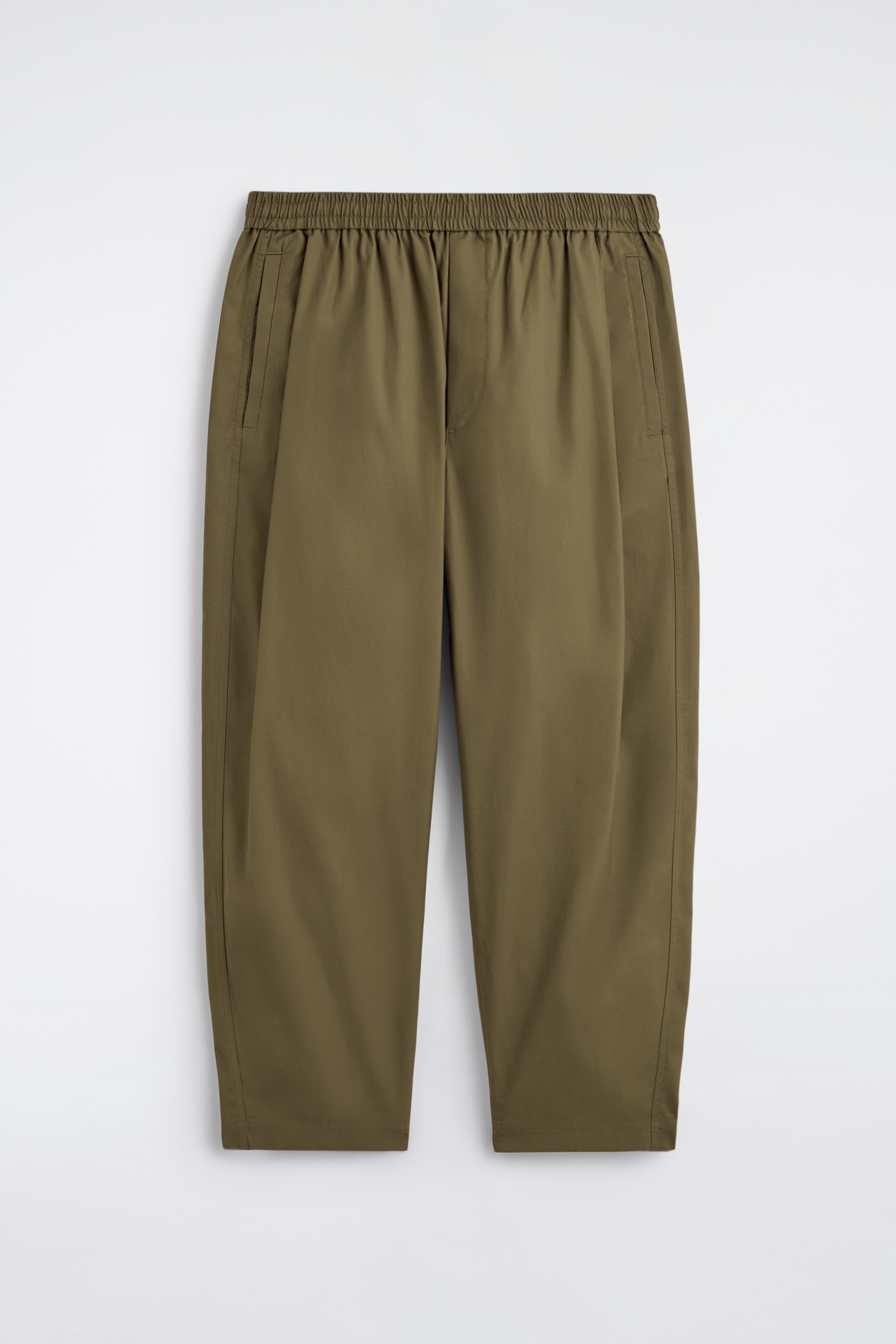 PANTALONI LARGI SCURTAȚI CU TALIE ELASTICĂ - KAKI/BEJ/NEGRU