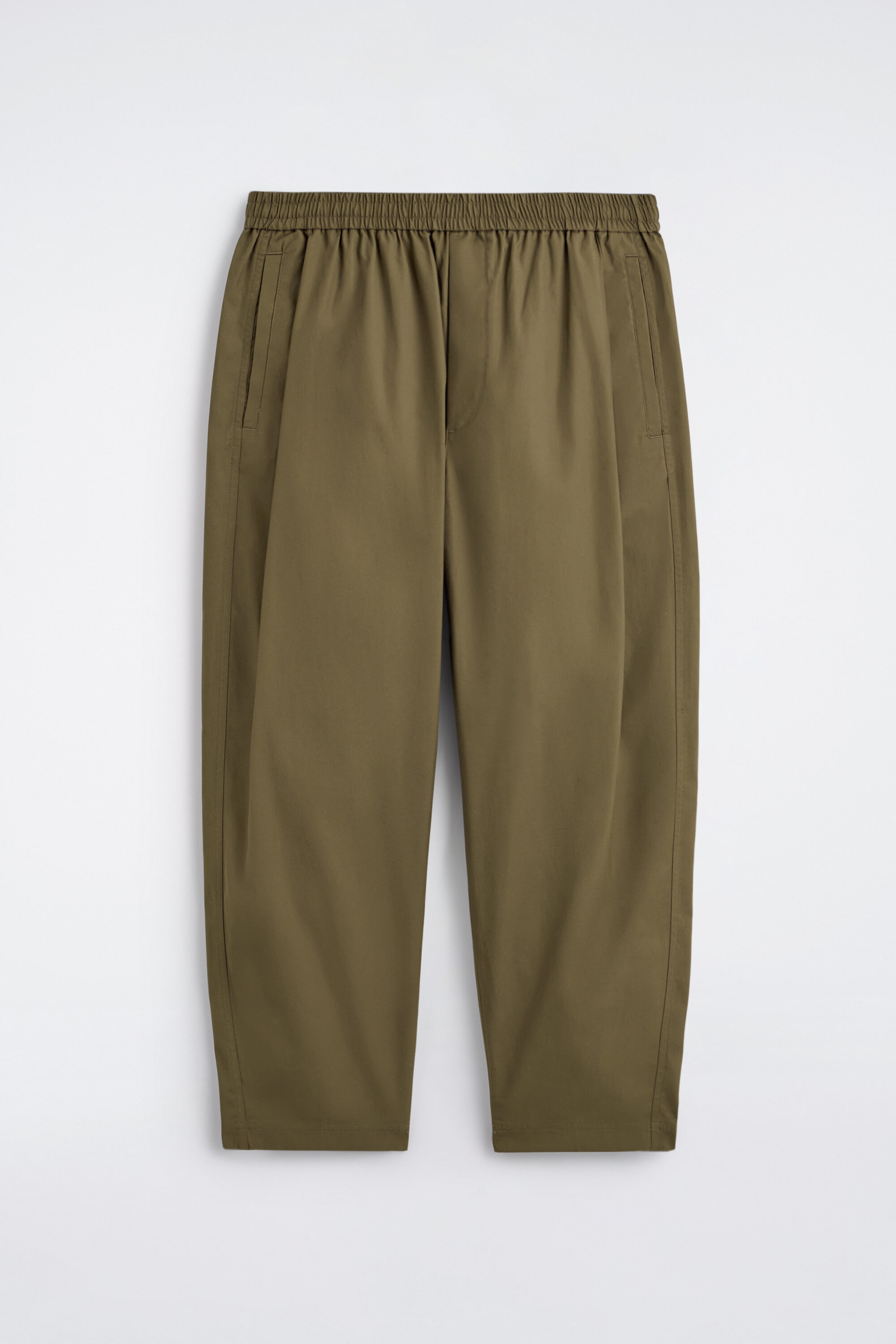 CROPPED ELASTICATED WIDE-LEG PANTS - KHAKI | COS US