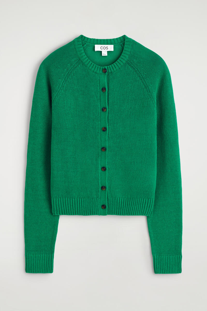 Knitted Linen Cardigan in Green