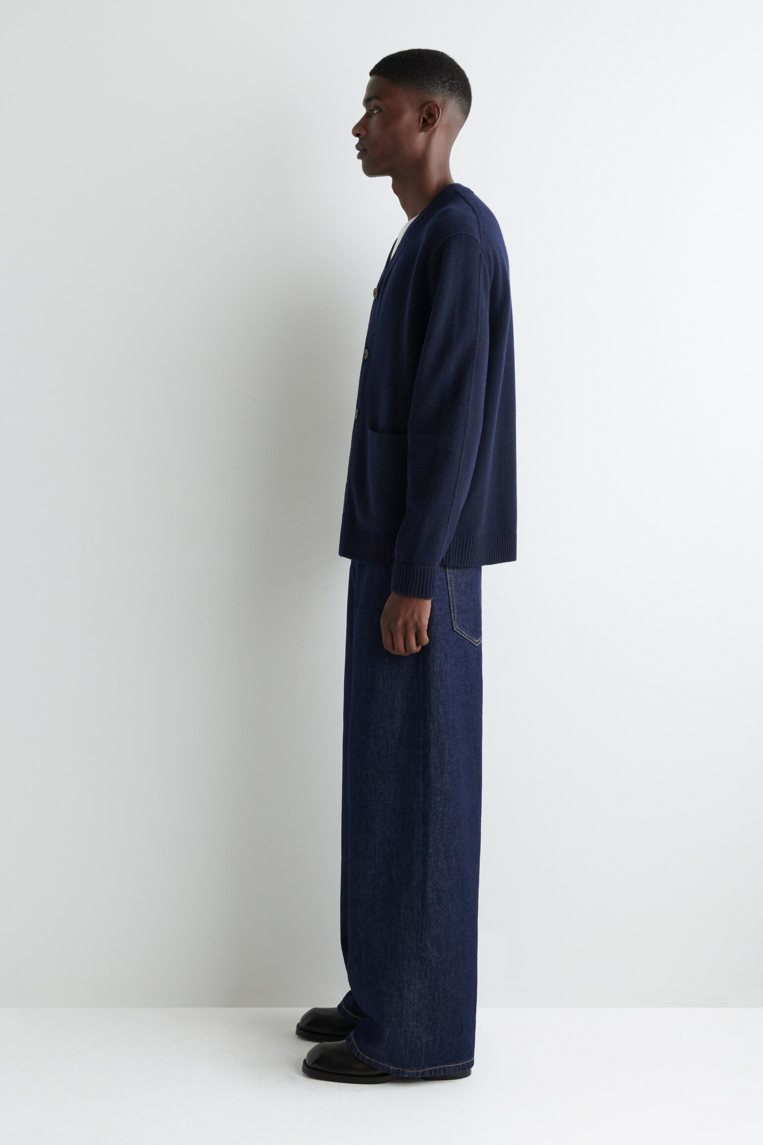 LAYERED MERINO WOOL CARDIGAN - NAVY - 5