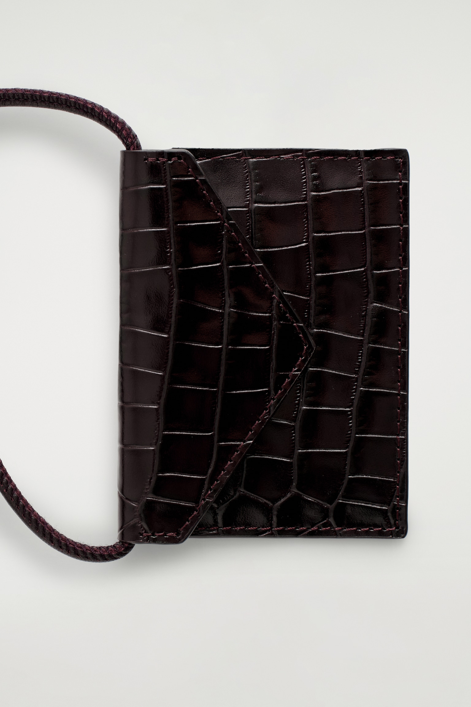 PORTE-CARTES EN CUIR EMBOSSÉ CROCO - BROWN/BEIGE - 2