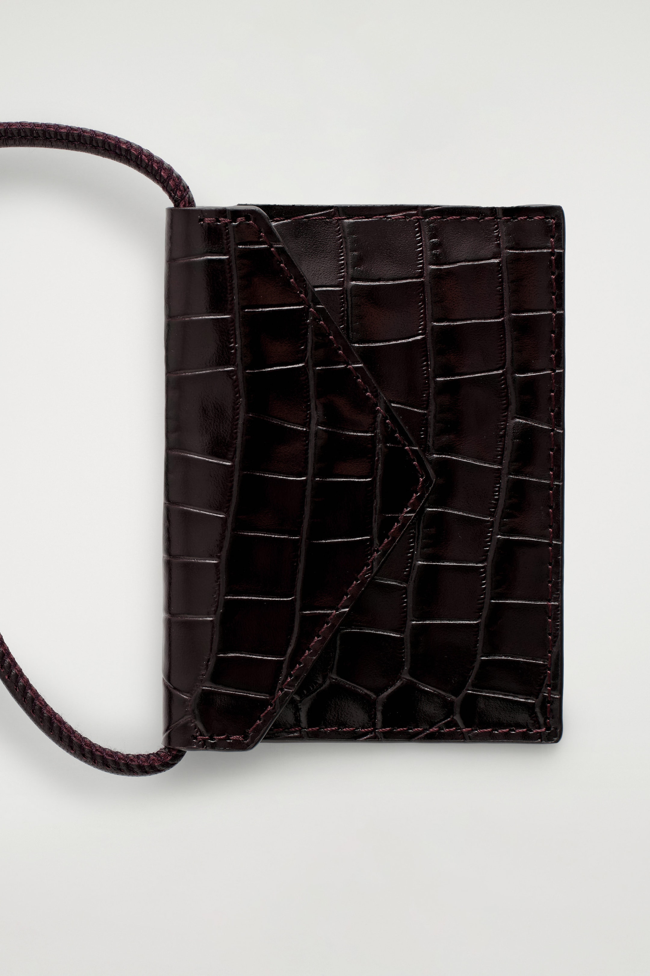 CROC-EMBOSSED LEATHER CARDHOLDER