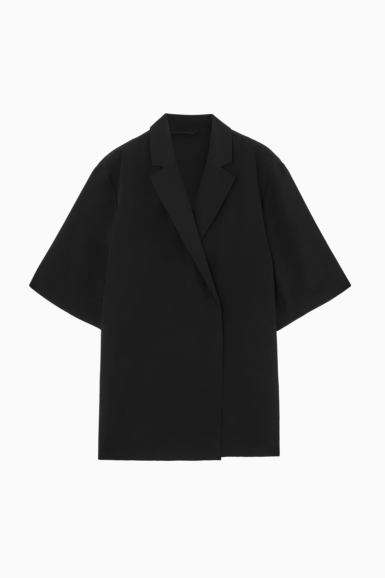 BLAZER À MANCHES COURTES REGULAR EN SOIE - NOIR - 1