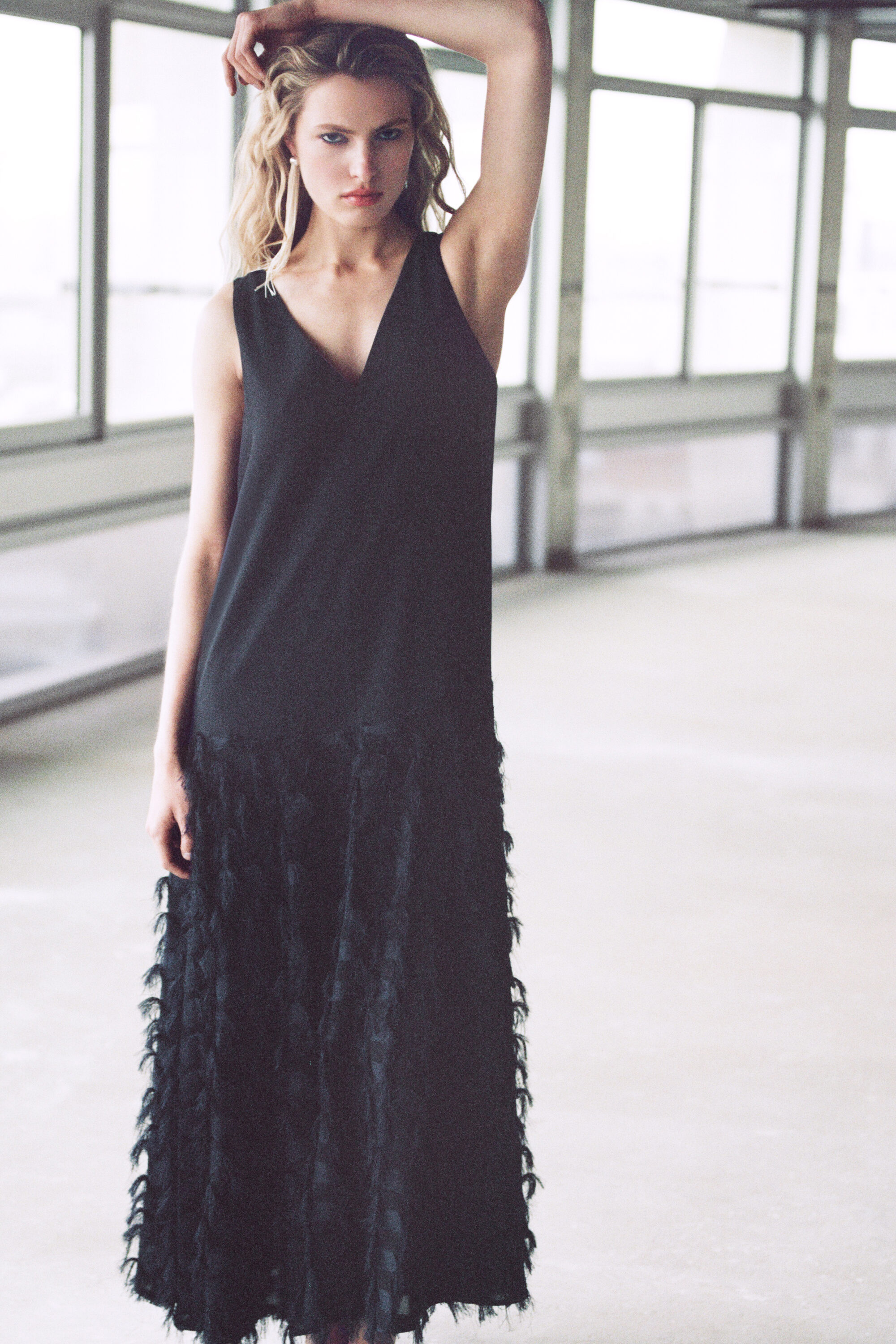 cos drop waist maxi dress TEXTURED DROPPED-WAIST MAXI DRESS